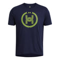 Run Everywhere Wreath SS Running Shirt Men-Dark Blue,Neon Yellow