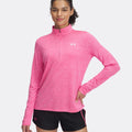 Tech 1/2 Zip-Twist Long Sleeve Women-Pink,White