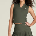 Rib Polo Women-dark green