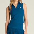 Rib Polo Women-blue
