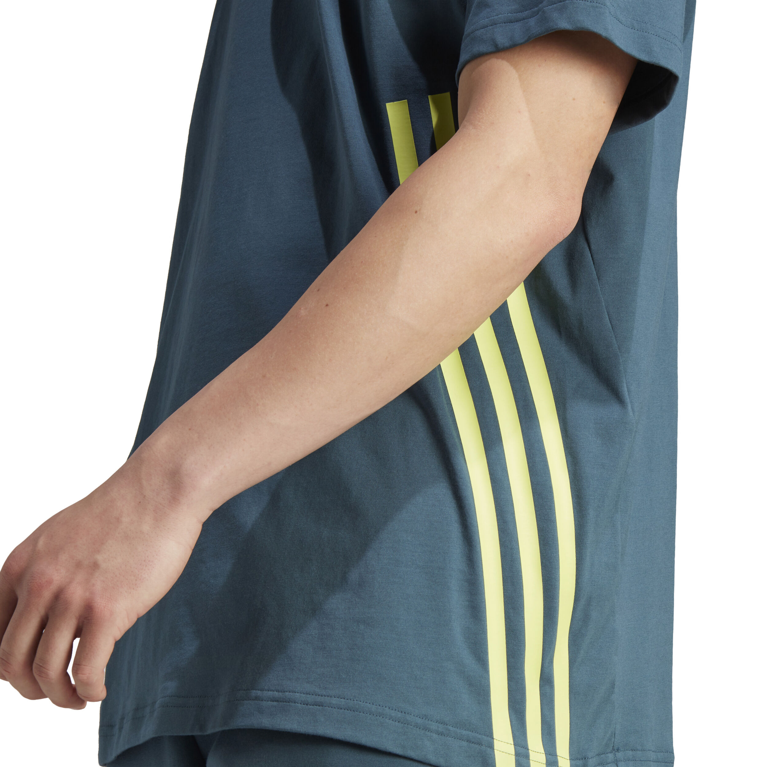 Buy adidas Future Icon 3 Stripes T Shirt Men Dark Grey Lime