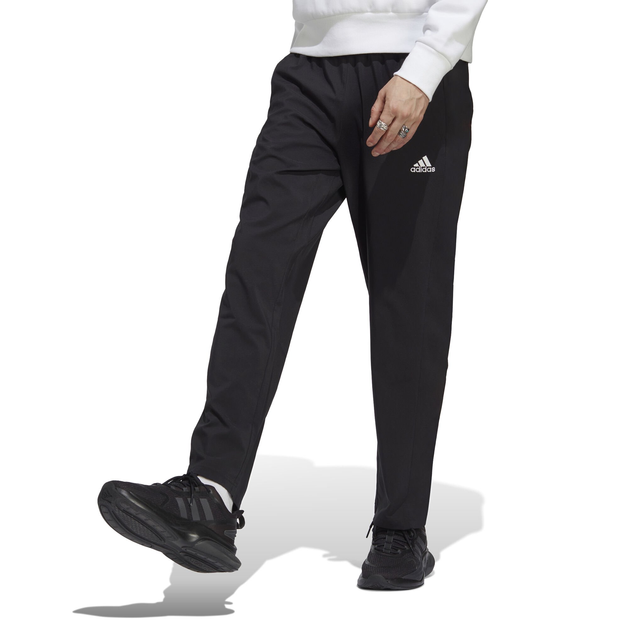 Buy adidas Essentials online Training Small Pants White Tennis | Black, Point Logo AEROREADY COM Men Embroidered