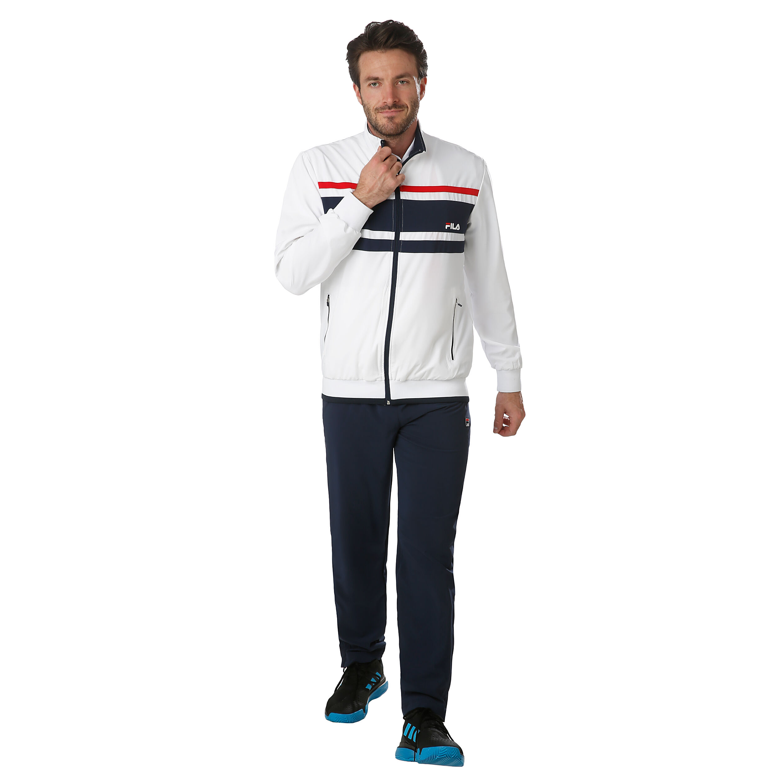 Theo Tracksuit Men White Dark Blue