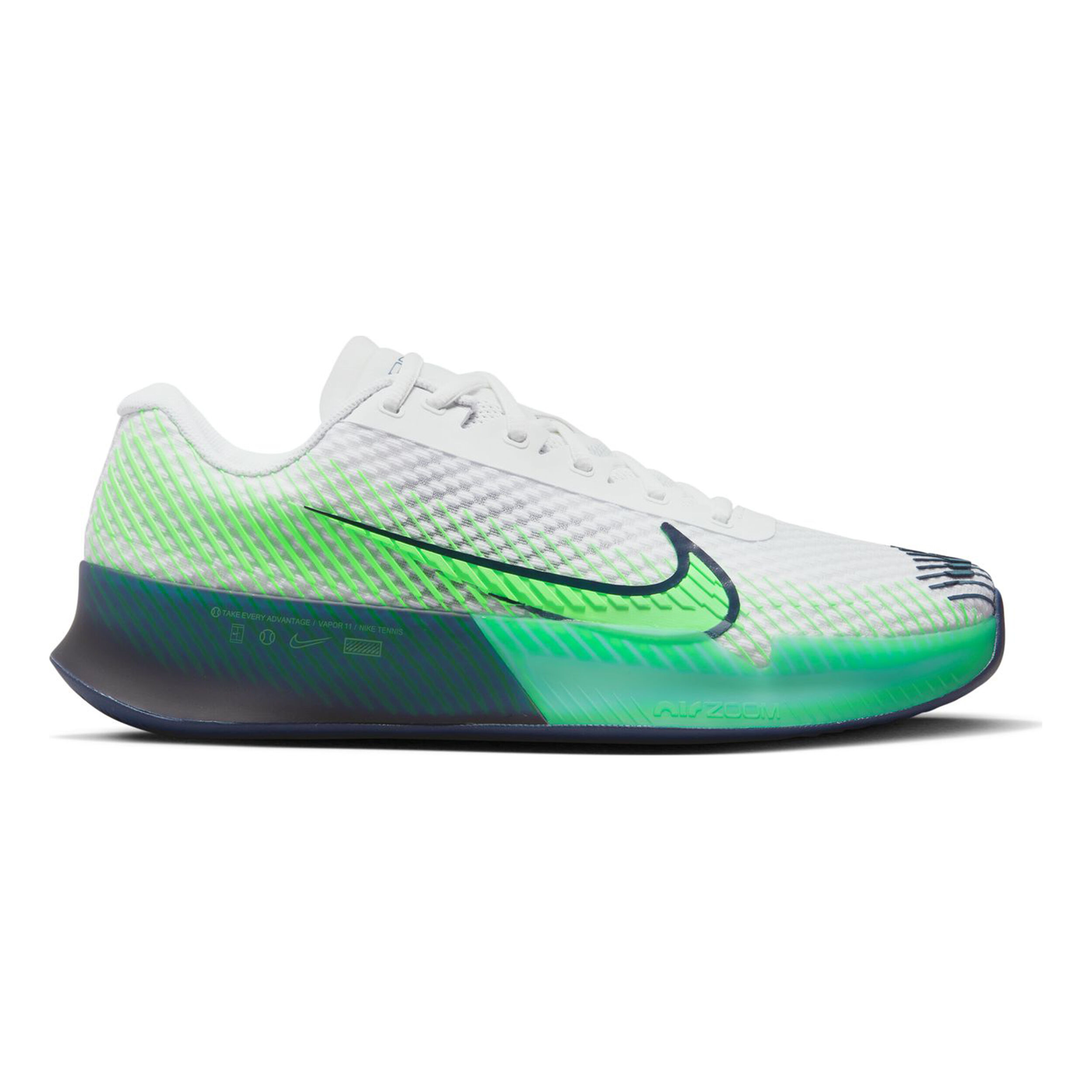 Court Vapor 11 Clay Court Shoe Men White Neon Green