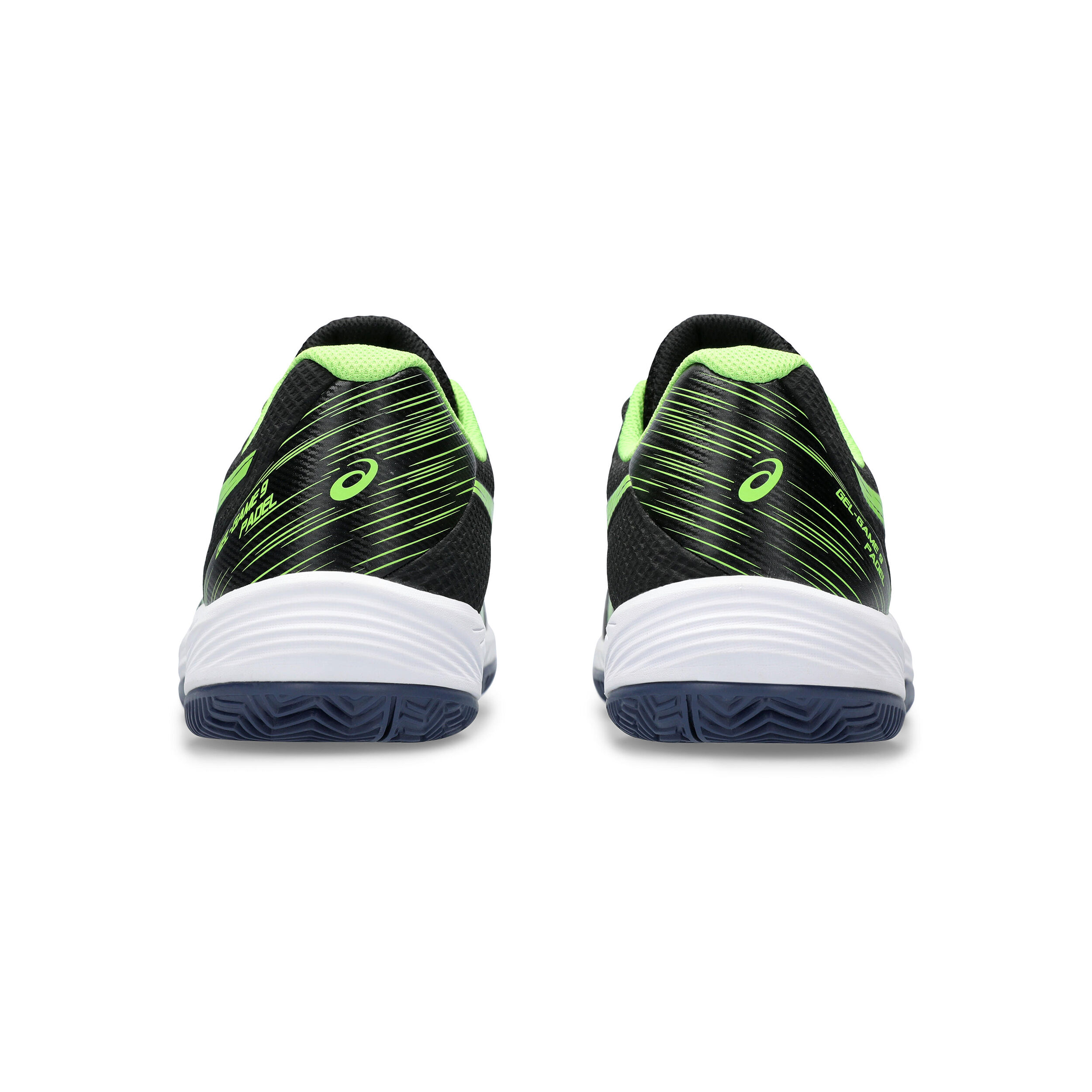 Black and lime green tennis shoes top