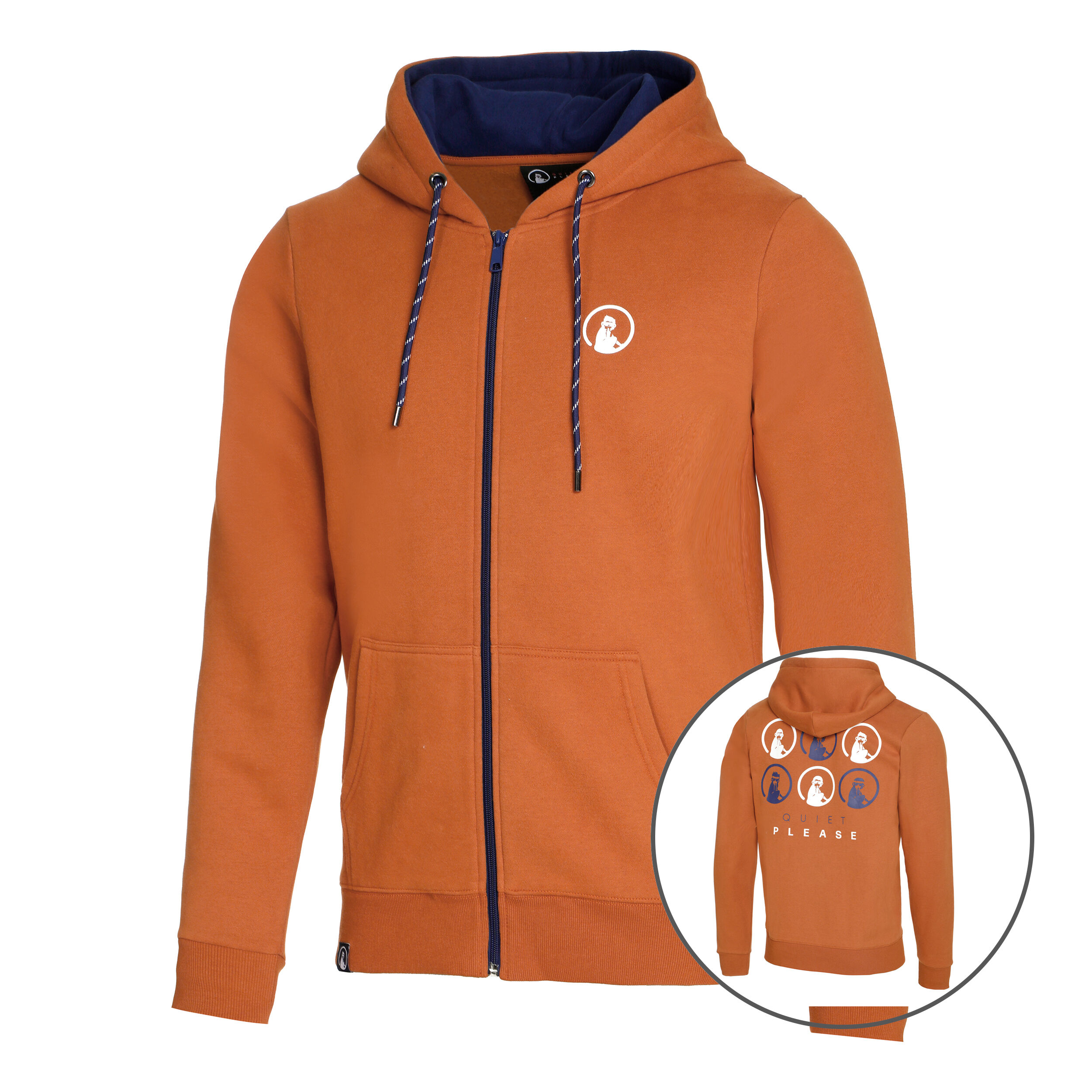 Buy Quiet Please Retro Monkey Zip Hoodie Men Orange Multicoloured