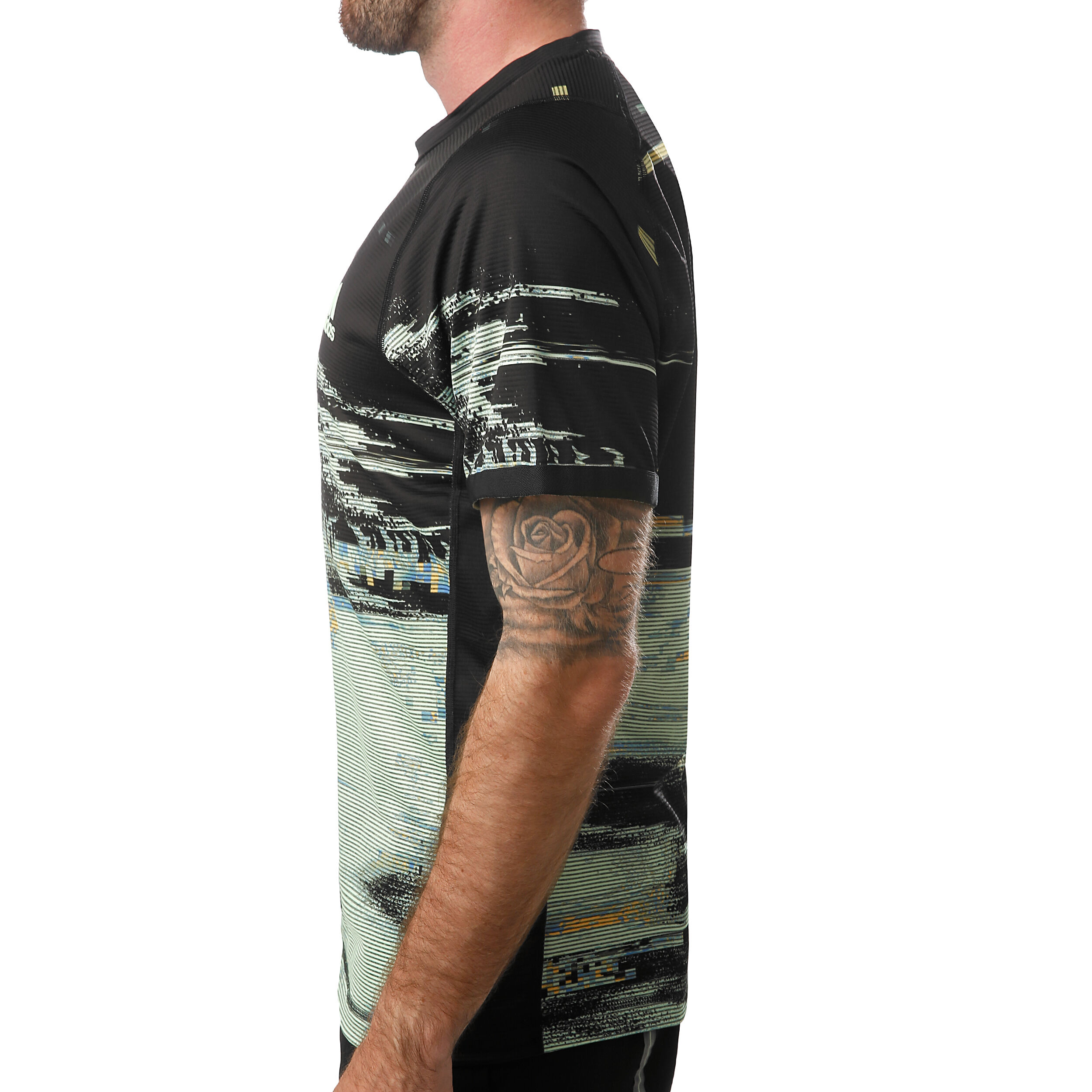 New York Printed T Shirt Men Black Light Green