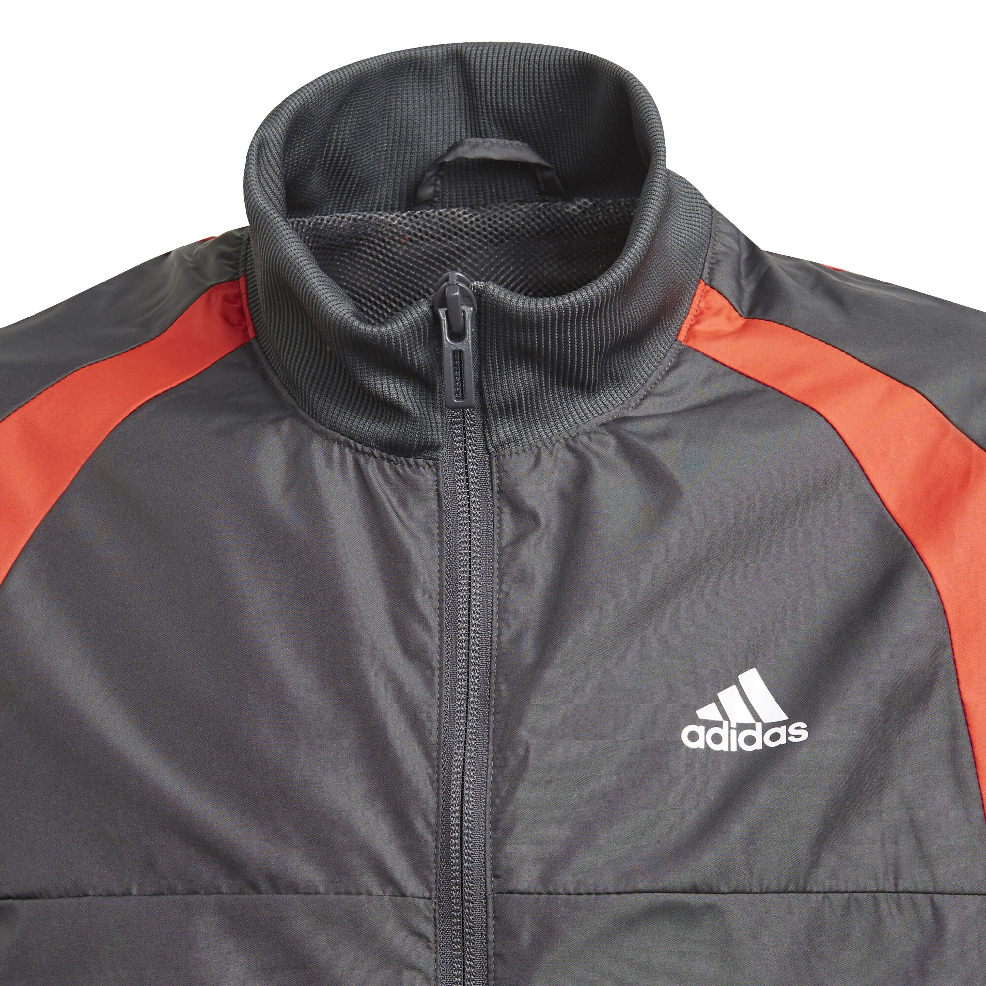 Grey and orange adidas tracksuit top