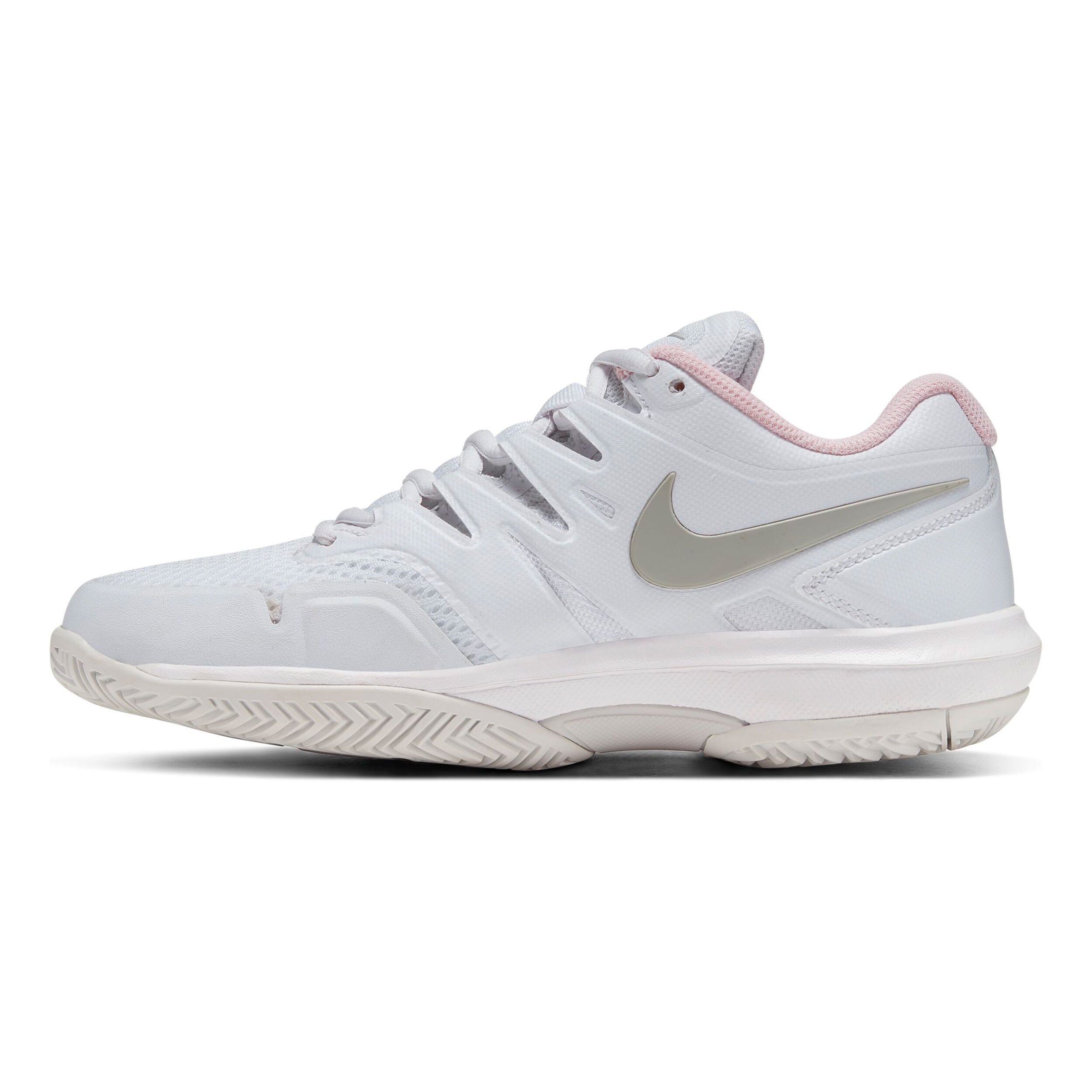 Nike women's air zoom prestige tennis shoes white and metallic silver outlet