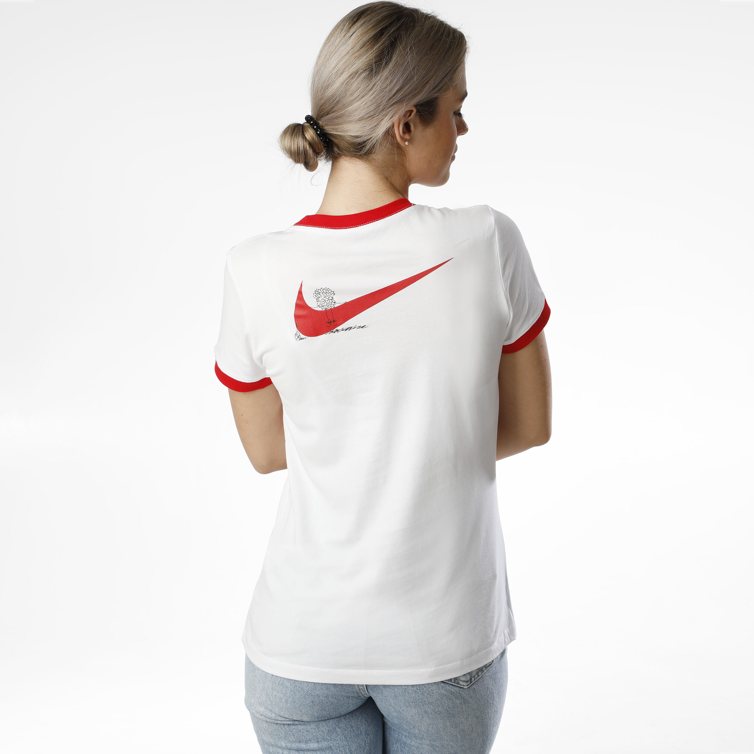 Dri Fit Ringer NYC T Shirt Women White Red