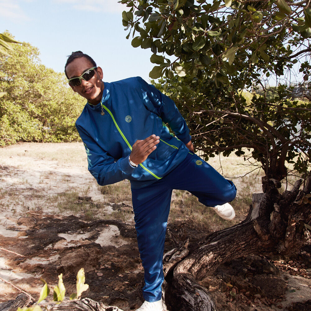 Buy BIDI BADU Jaron Tech Tracksuit Men Dark Blue Neon Green online Tennis Point COM
