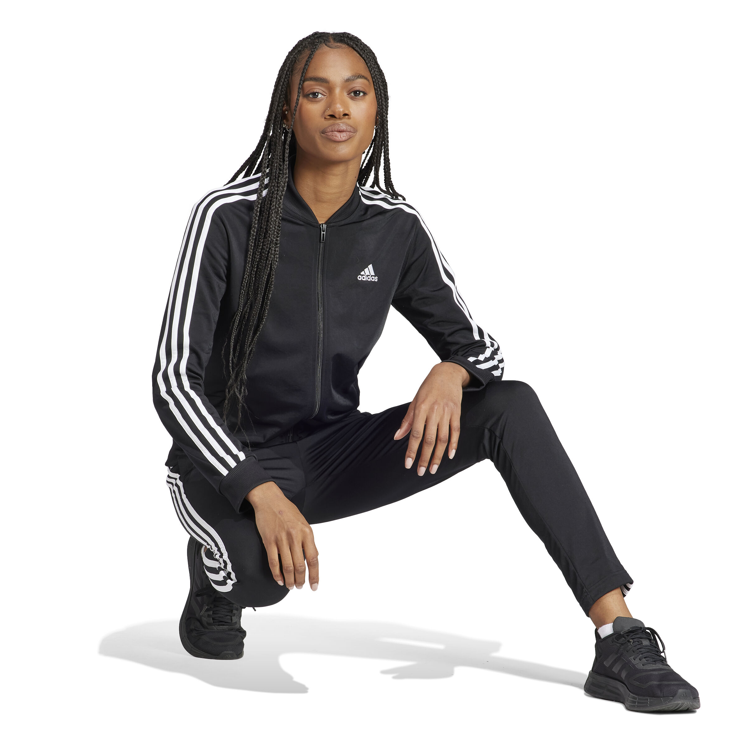 Womens adidas black and white new arrivals tracksuit