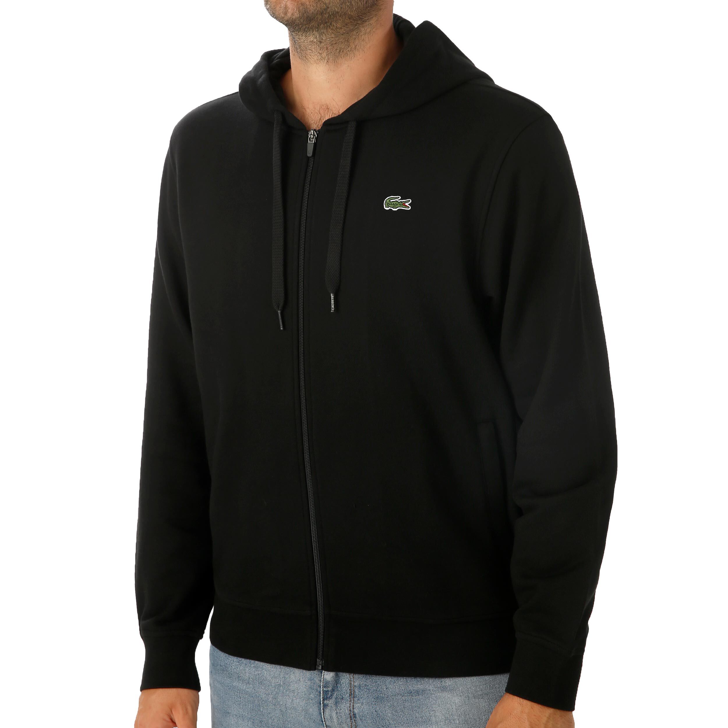 Buy Lacoste Classic Zip Hoodie Men Black Dark Green online