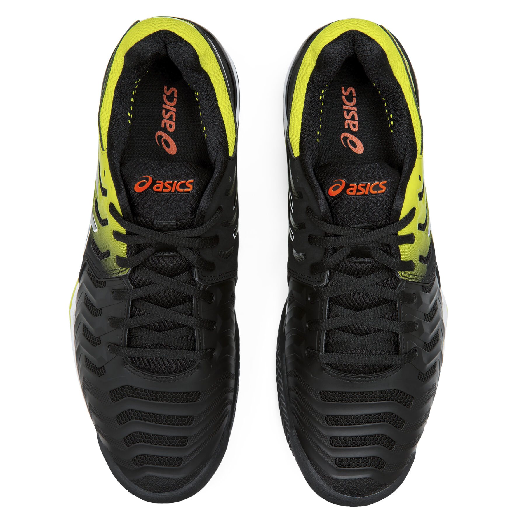asics gel resolution 7 black/yellow/orange men's shoes