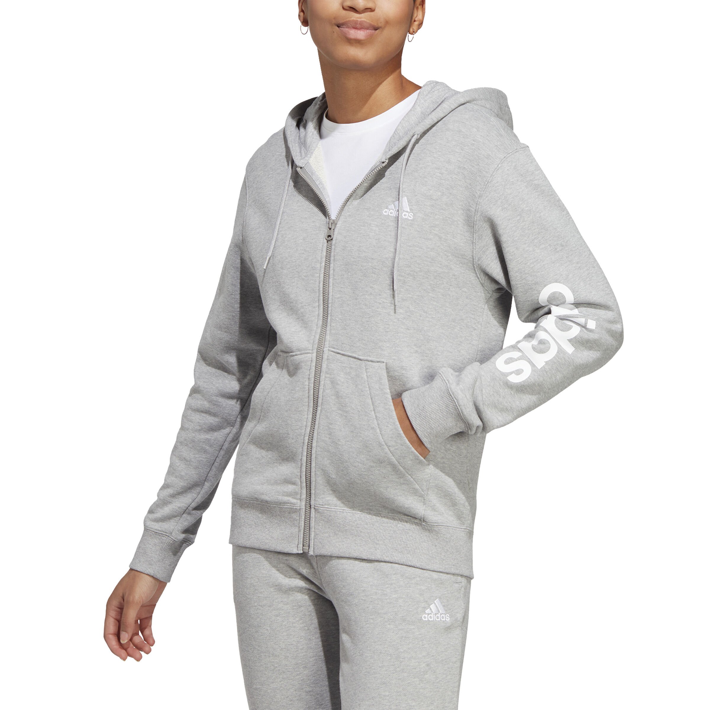 Women's adidas essential on sale linear logo fz hoodie
