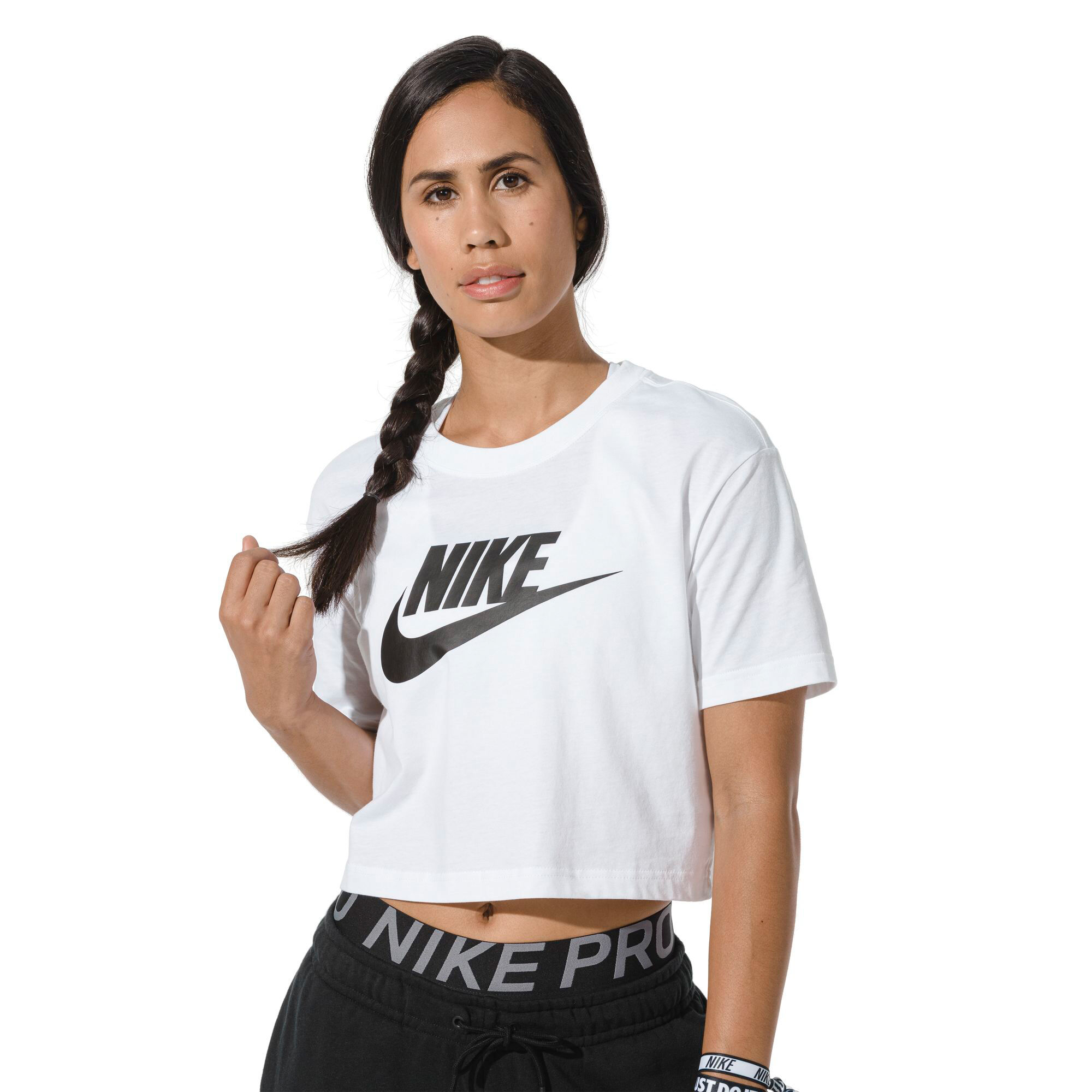 Nike crop top black and white shop