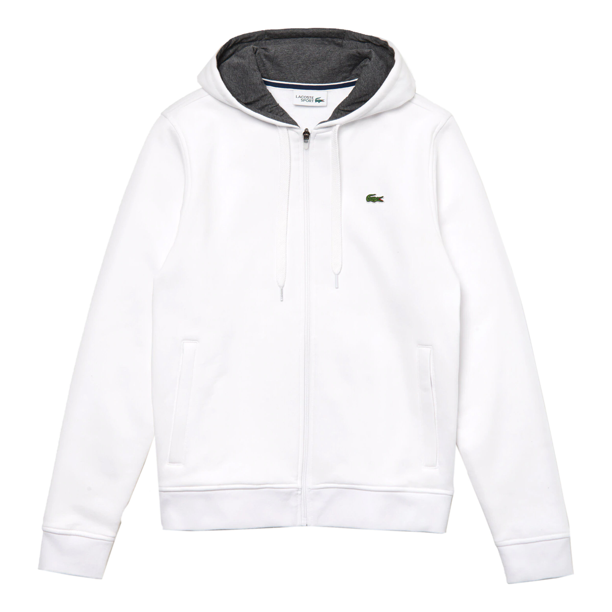 Zip Hoodie Men White Dark Grey
