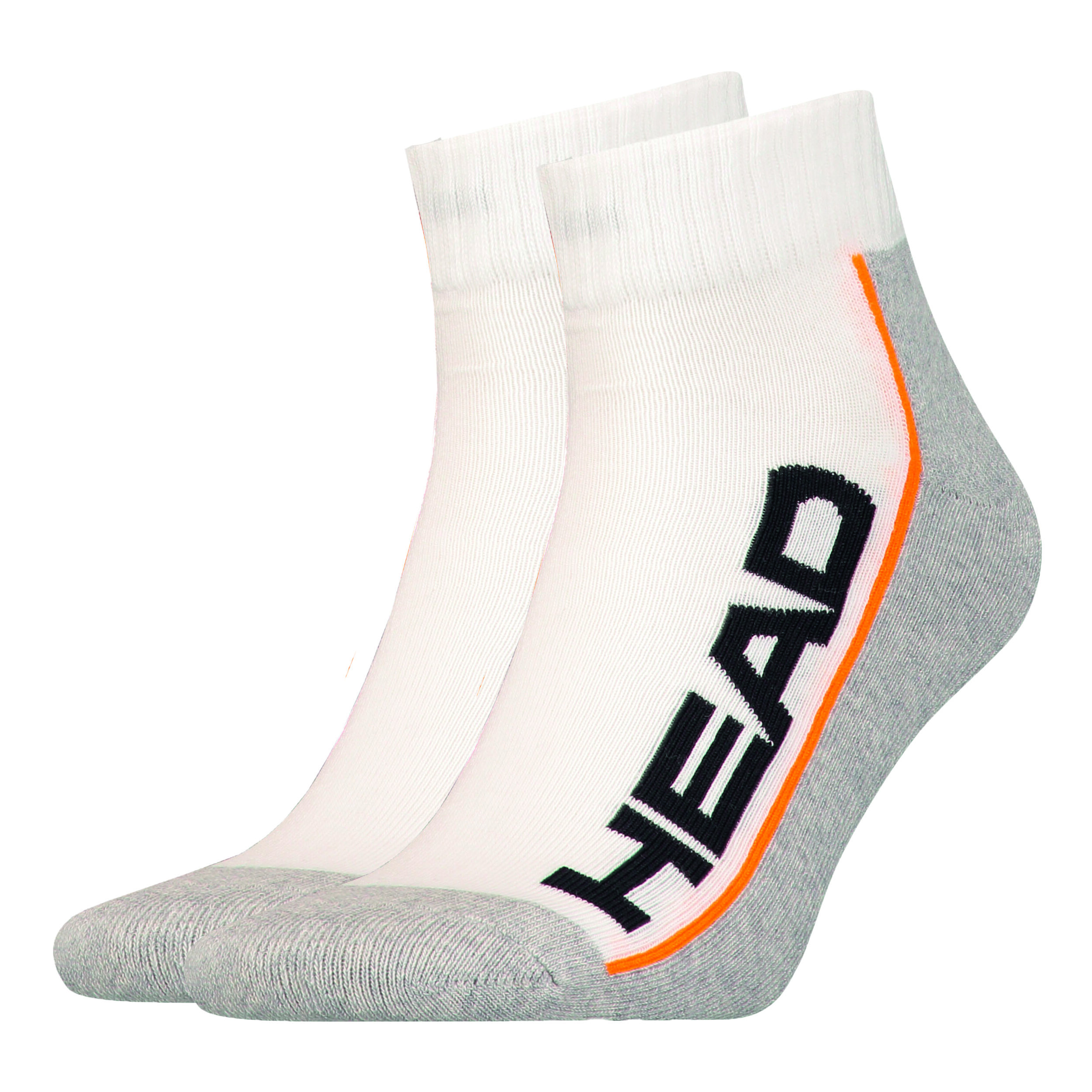 Buy HEAD Stripe Quarter Sports Socks 2 Pack White, Lightgrey