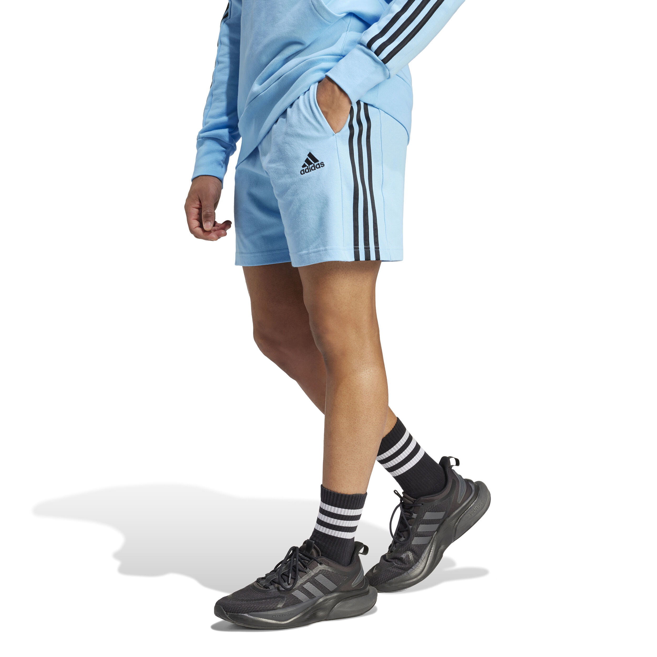 3 Stripes Single Jersey Shorts Men Light Blue