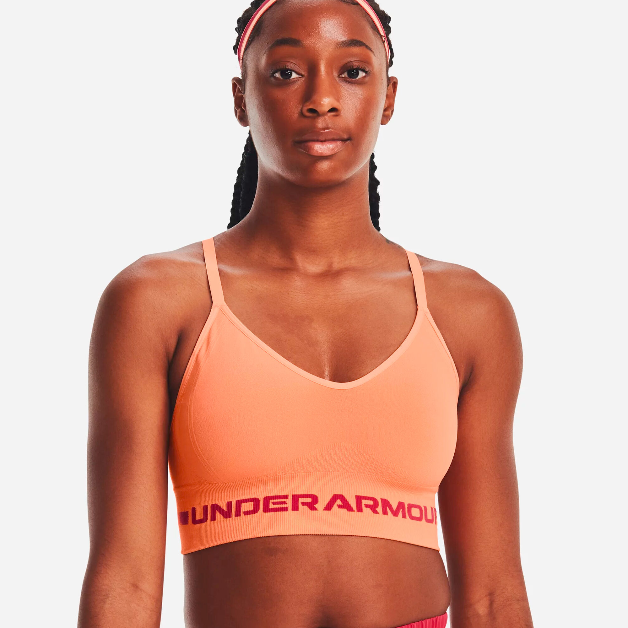 Buy Under Armour Seamless Low Long Sports Bras Women Apricot, Red