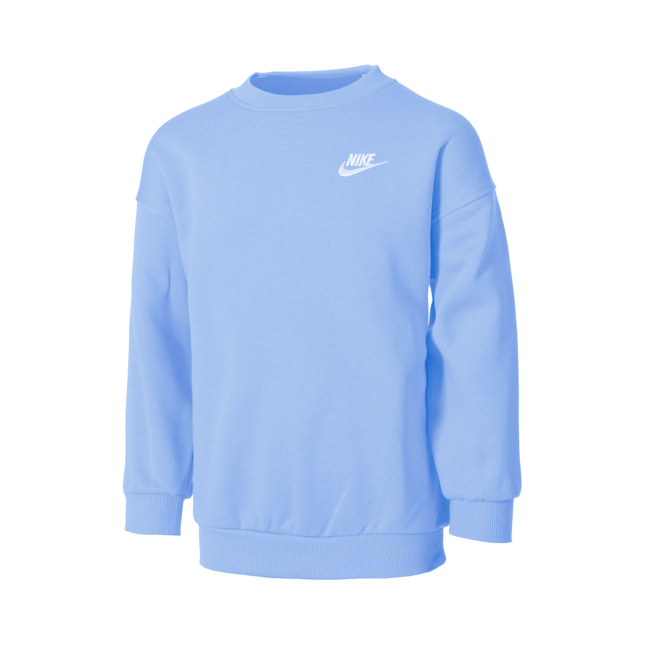 Club Fleece Oversized Crew Sweatshirt Girls Light Blue White