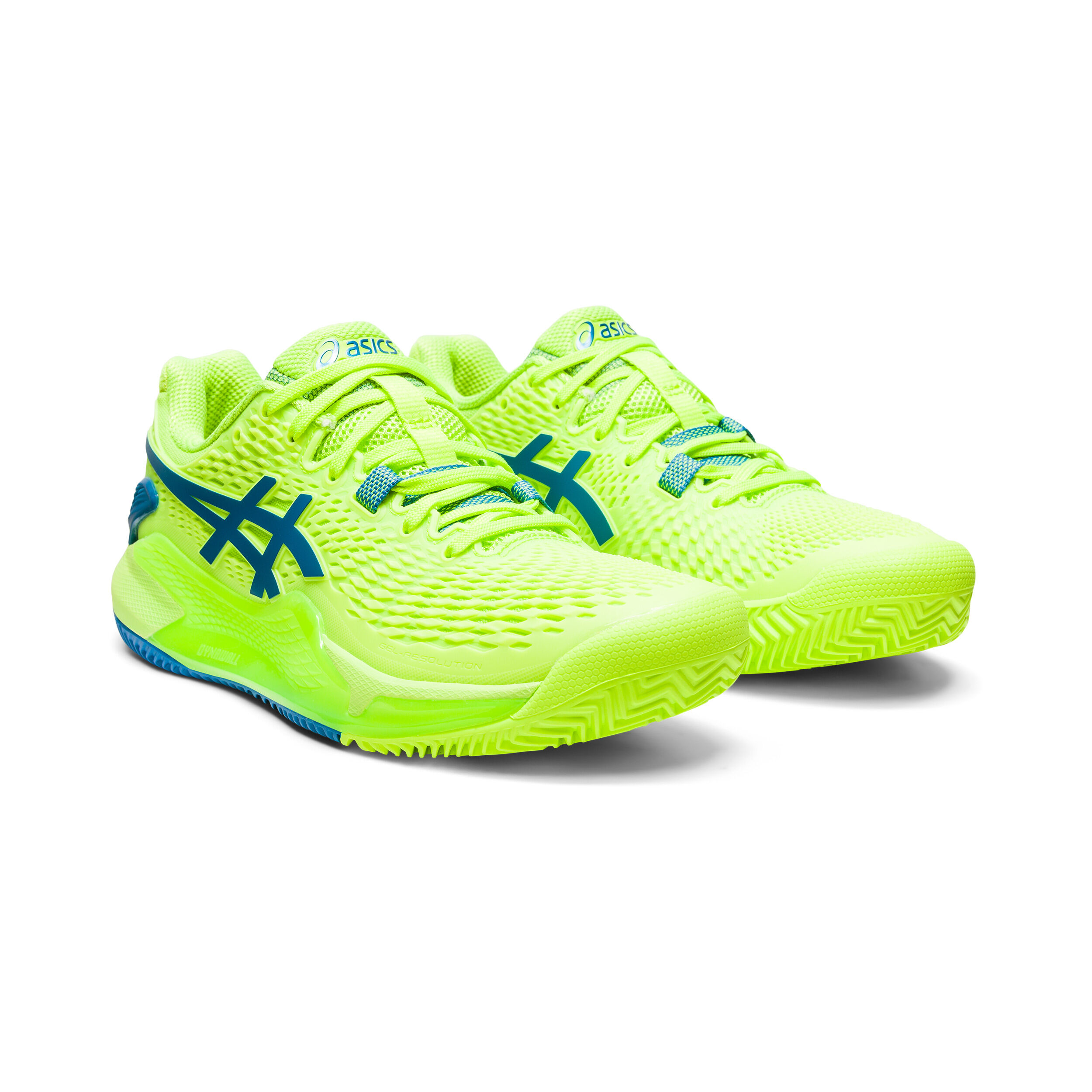 Buy ASICS Gel Resolution 9 Clay Court Shoe Women Neon Green Blue