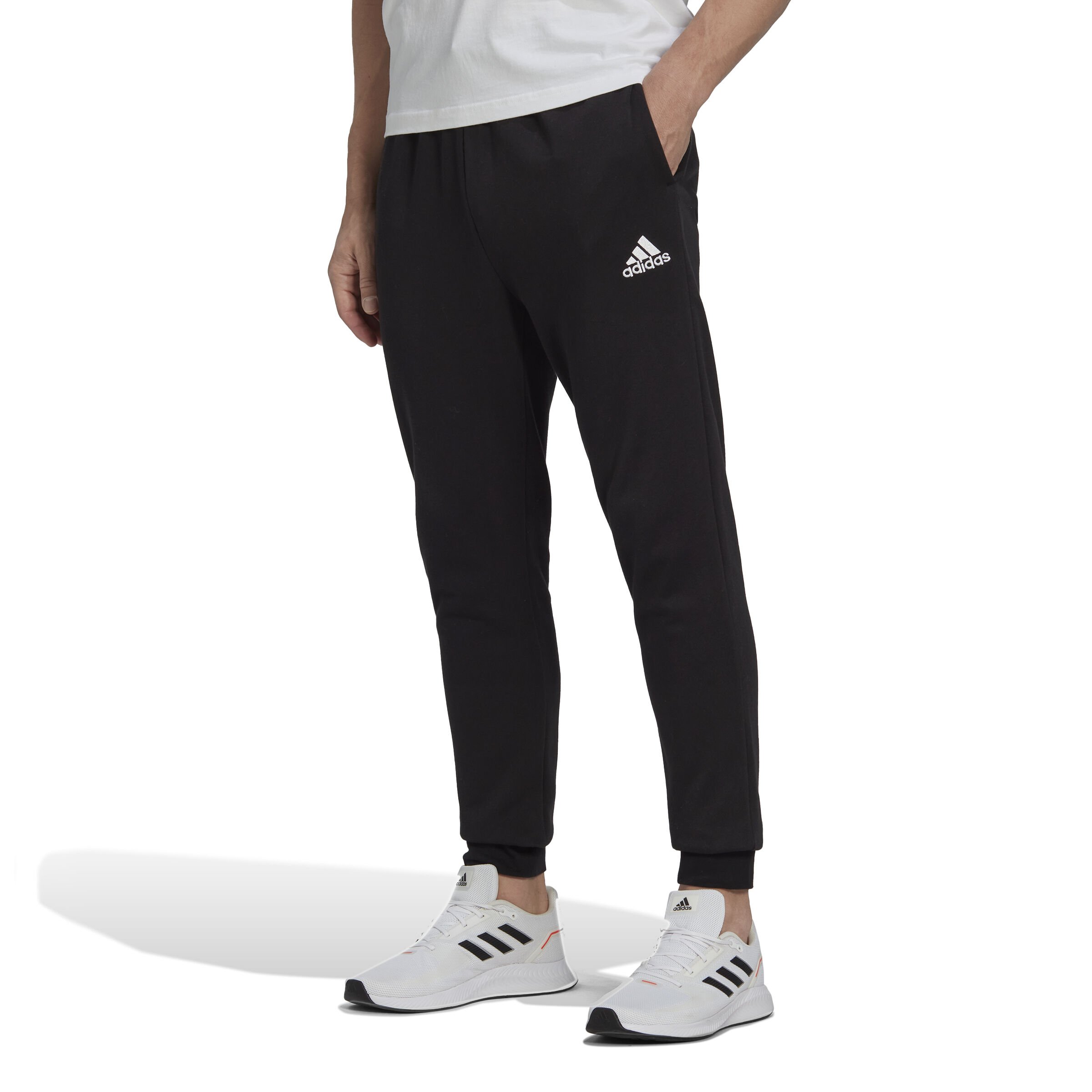 Essentials Fleece Regular Tapered Training Pants Men Black White