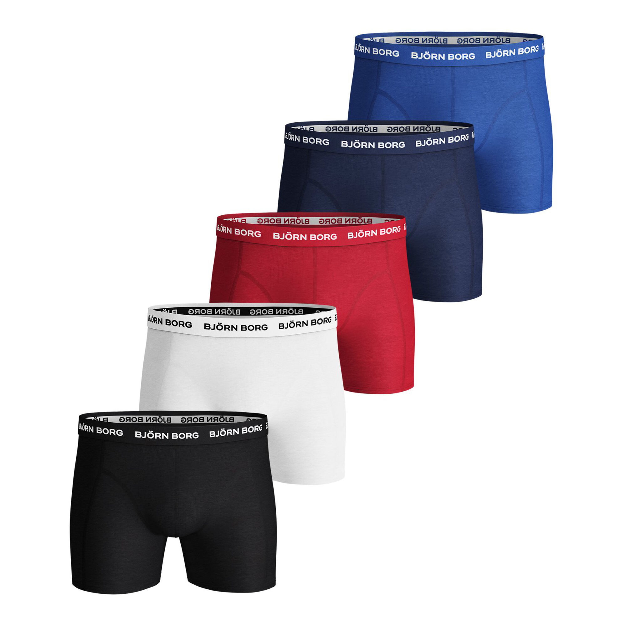 Solid Sammy Boxer Shorts 5 Pack Men - Black, White
