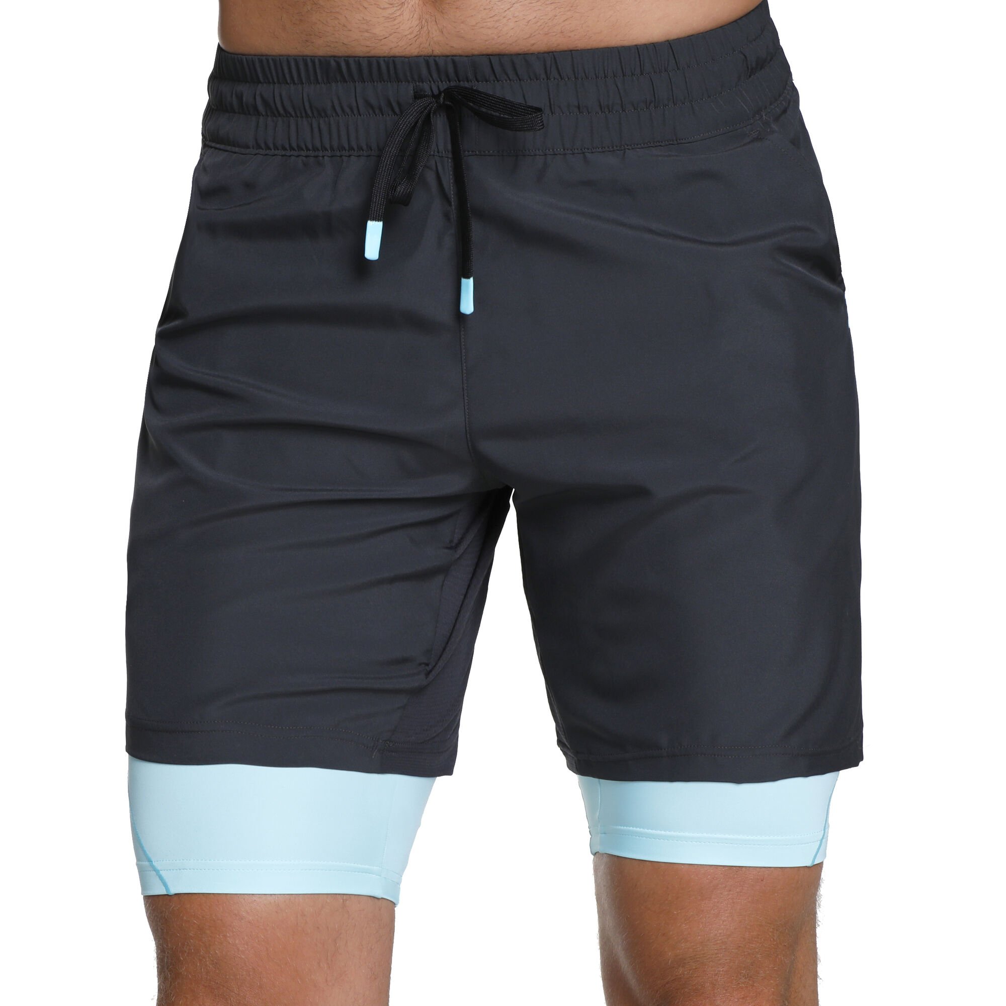 Paris 2in1 Shorts Men - Dark Grey, Turquoise