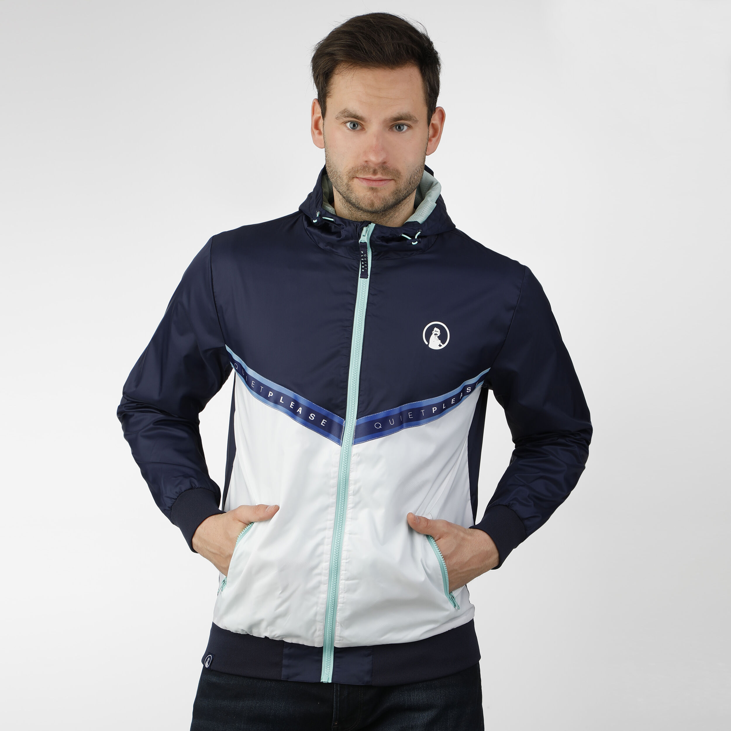 Pretty green zip deals through hooded contrast jacket