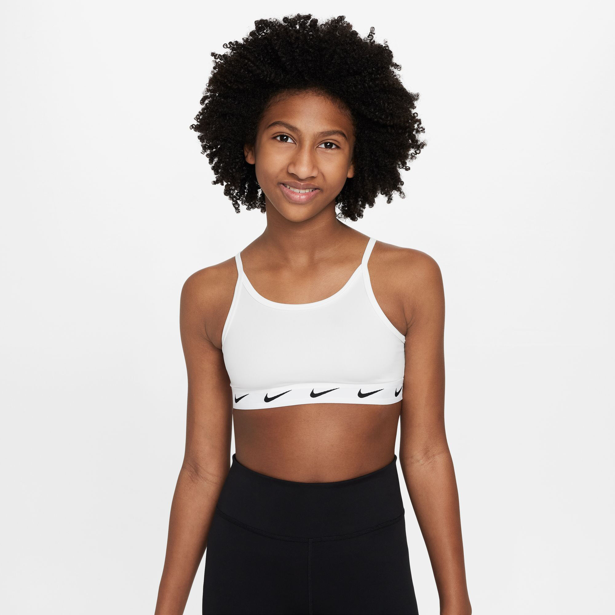 adidas Training Plus chest logo high-support sports bra in white