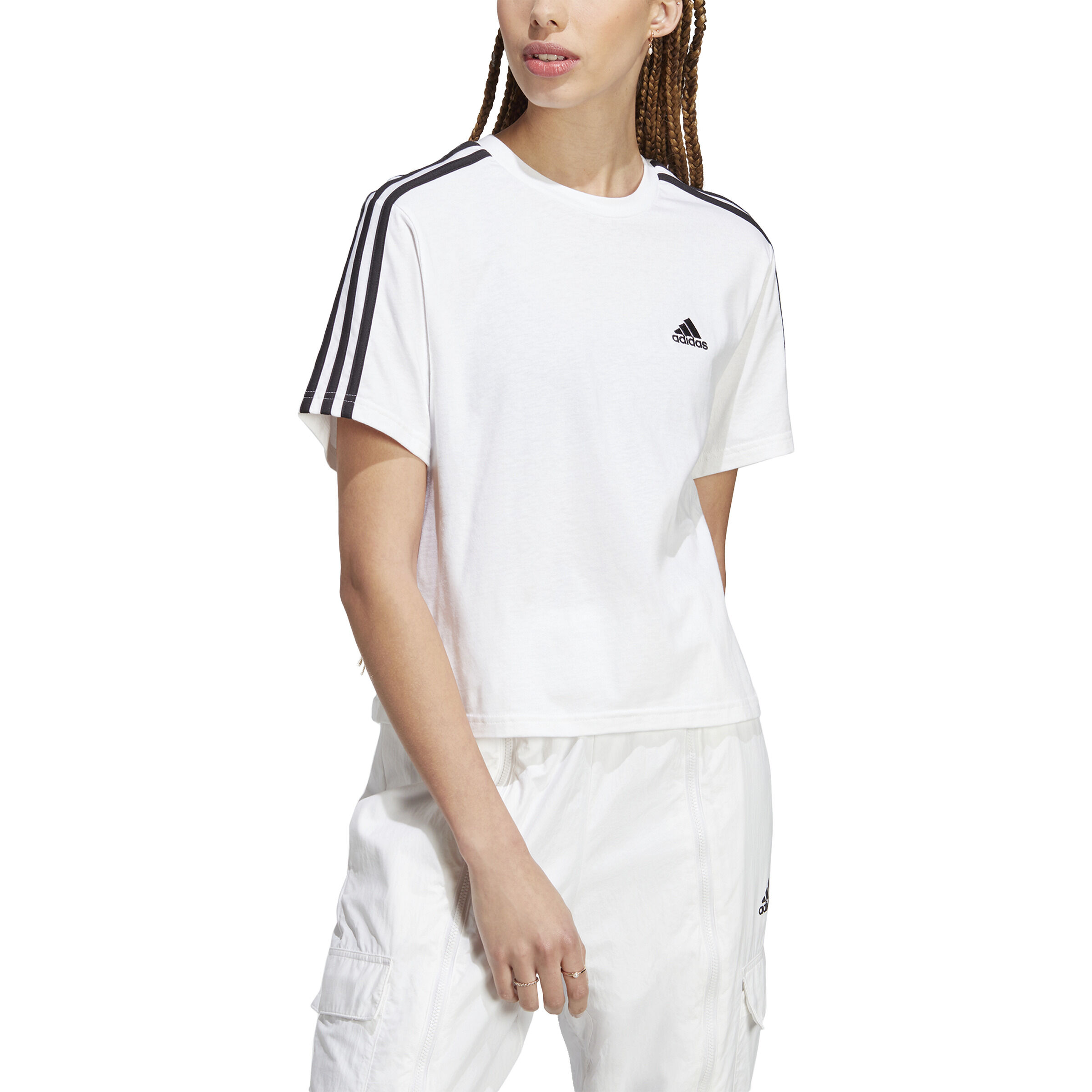 Adidas 3 stripe shop crop top