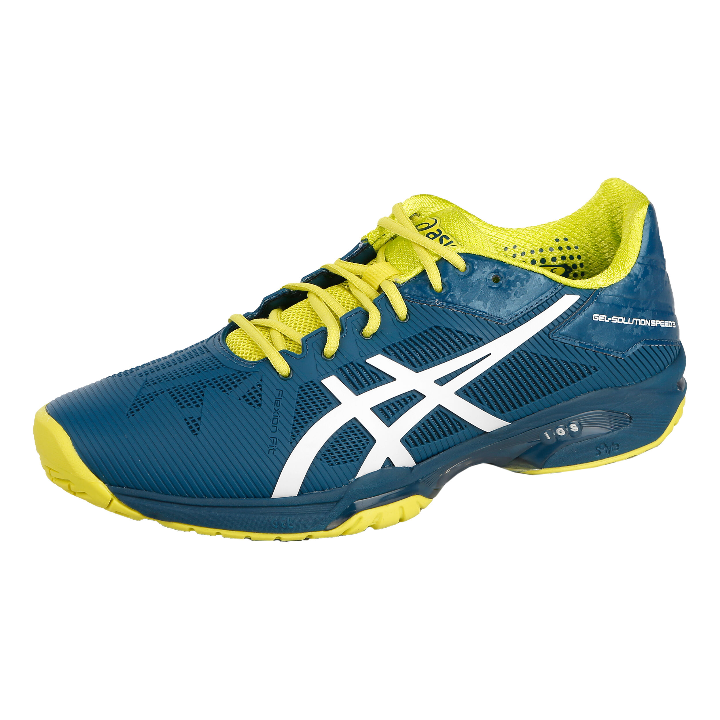 Asics gel solution speed 3 blue/white/sulphur men's shoes clearance