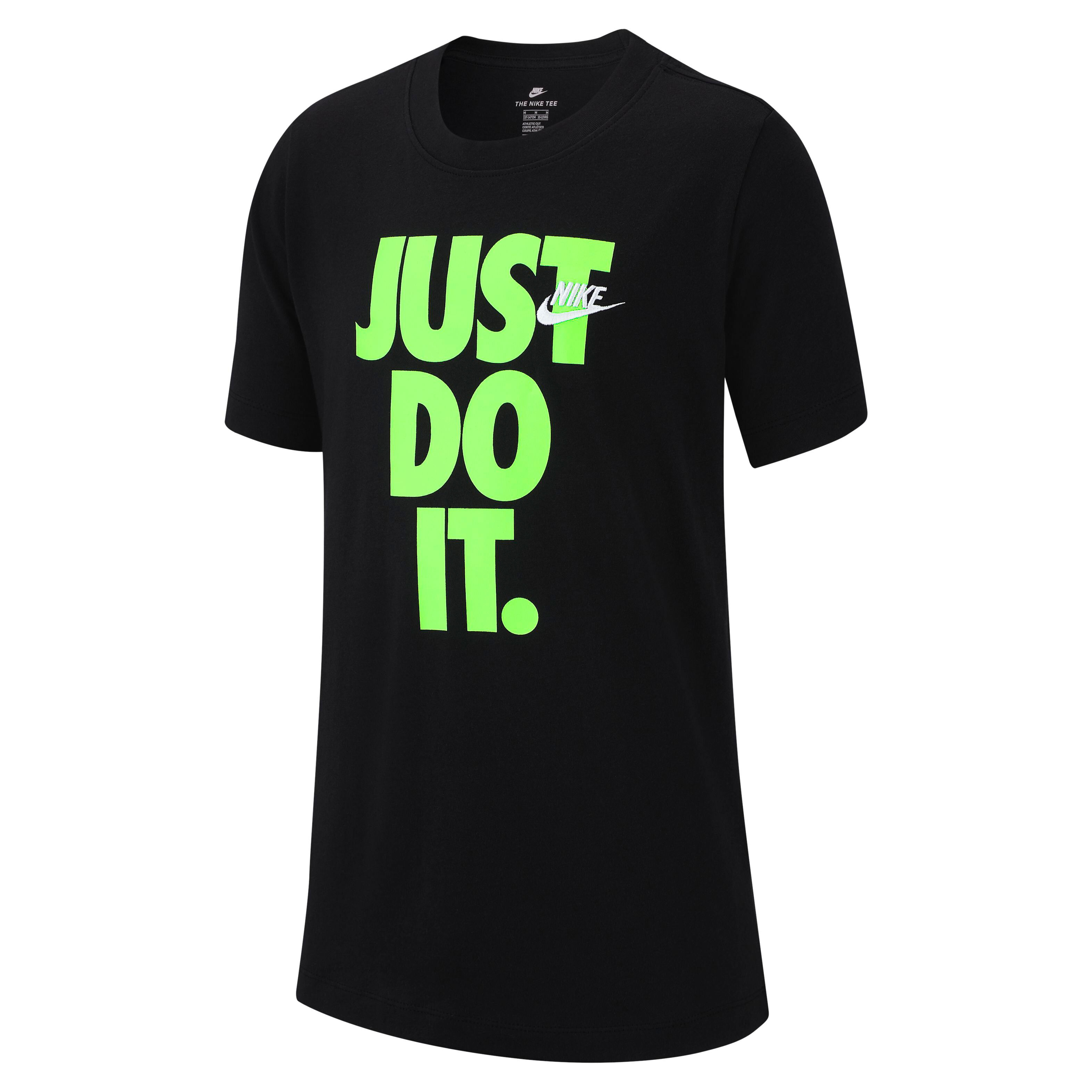 Sportswear T Shirt Boys Black Lime