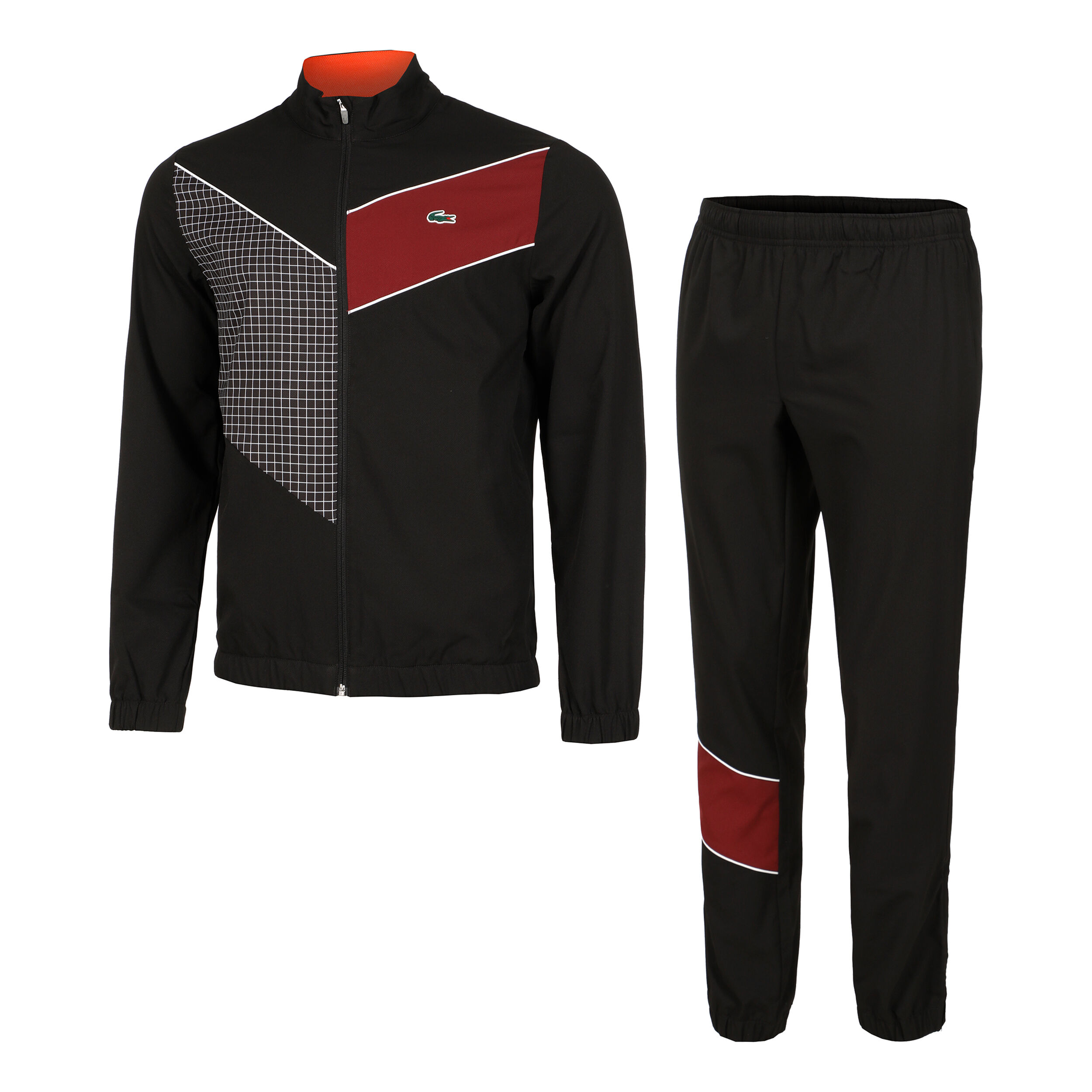 Black and red lacoste tracksuit sales