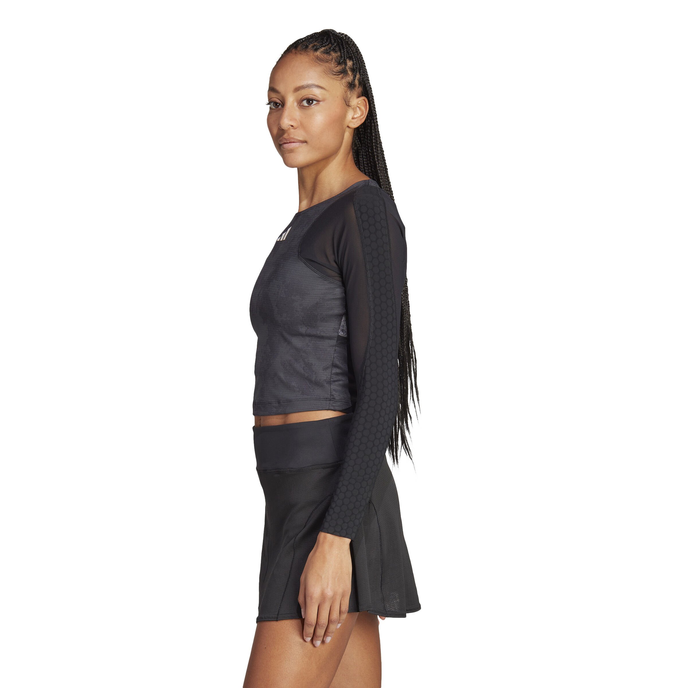 Paris Crop Long Sleeve Women Dark Grey Black