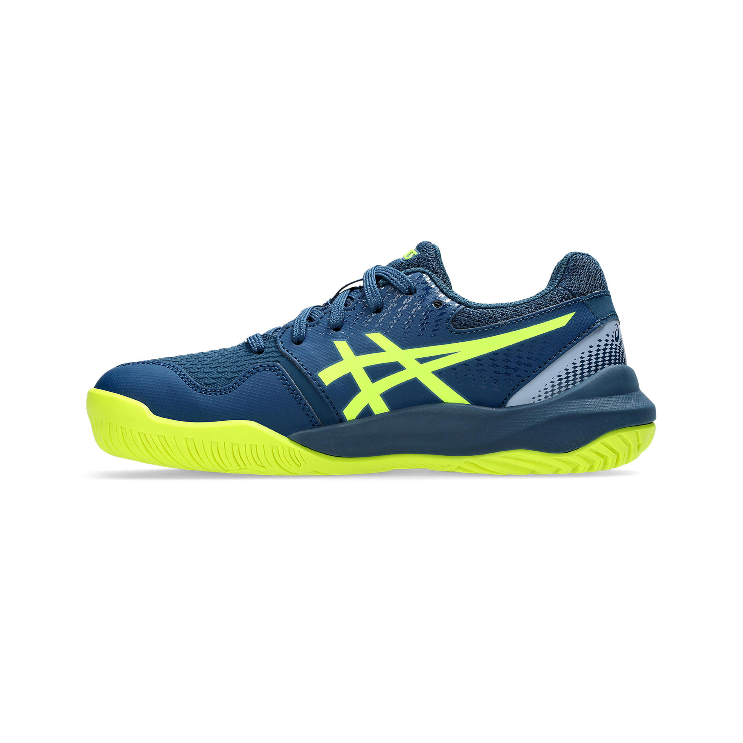 Buy ASICS Gel Resolution 9 GS All Court Shoe Kids Dark Blue Neon Yellow online Tennis Point COM