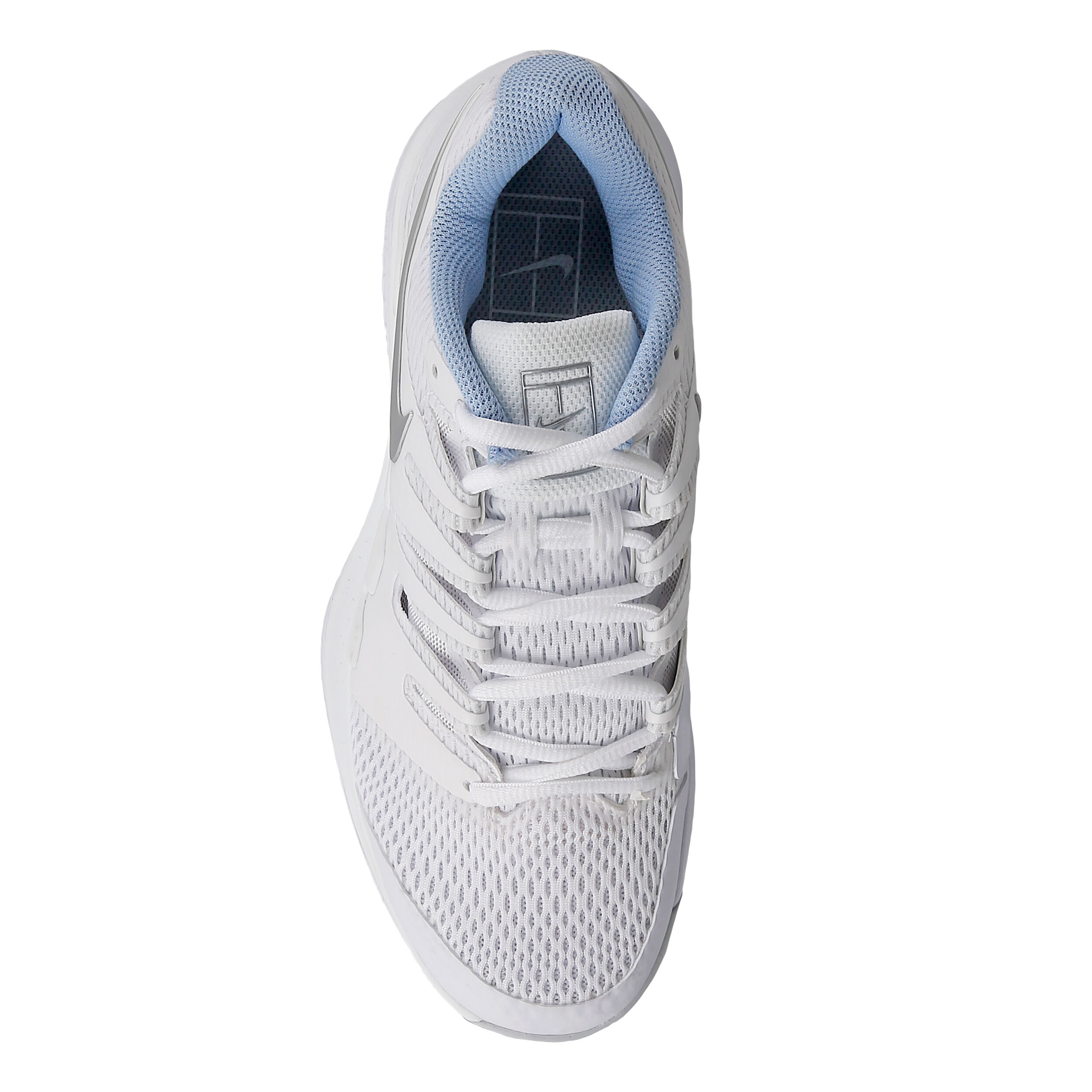 nike women's air zoom vapor x tennis shoes white and metallic silver