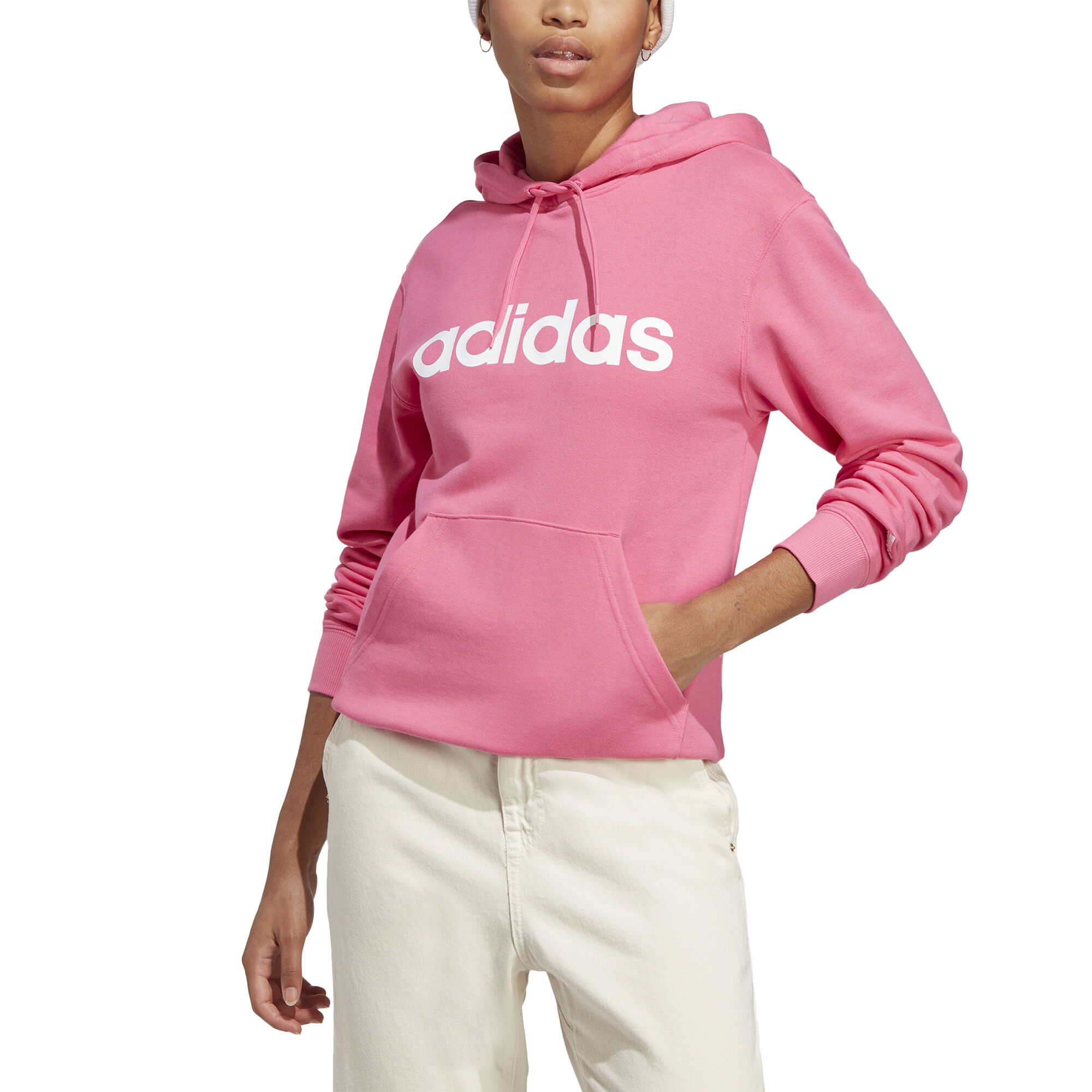 Buy adidas Essentials Linear Hoody Women Pink, White online | Tennis Point  COM