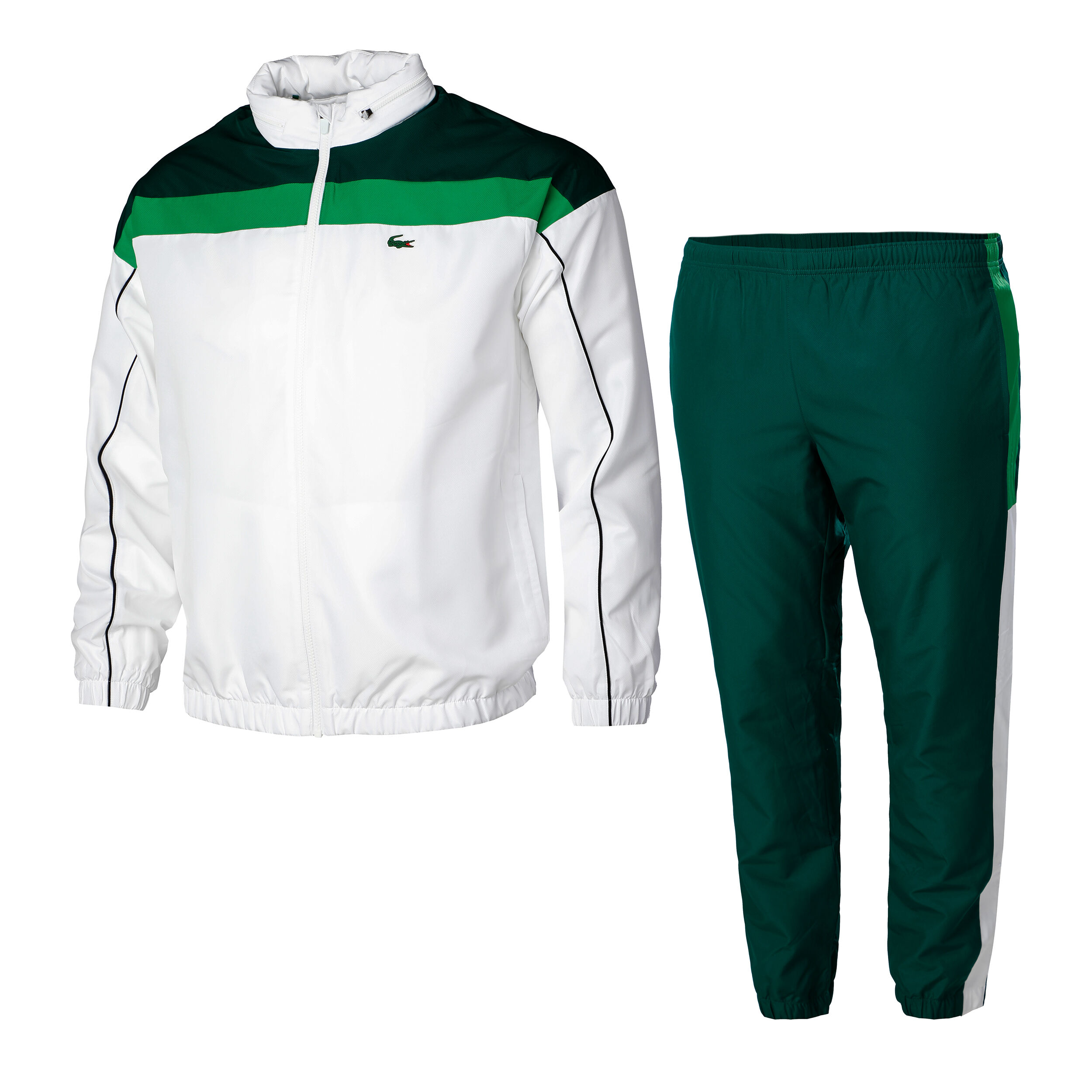 Green and sale white lacoste tracksuit