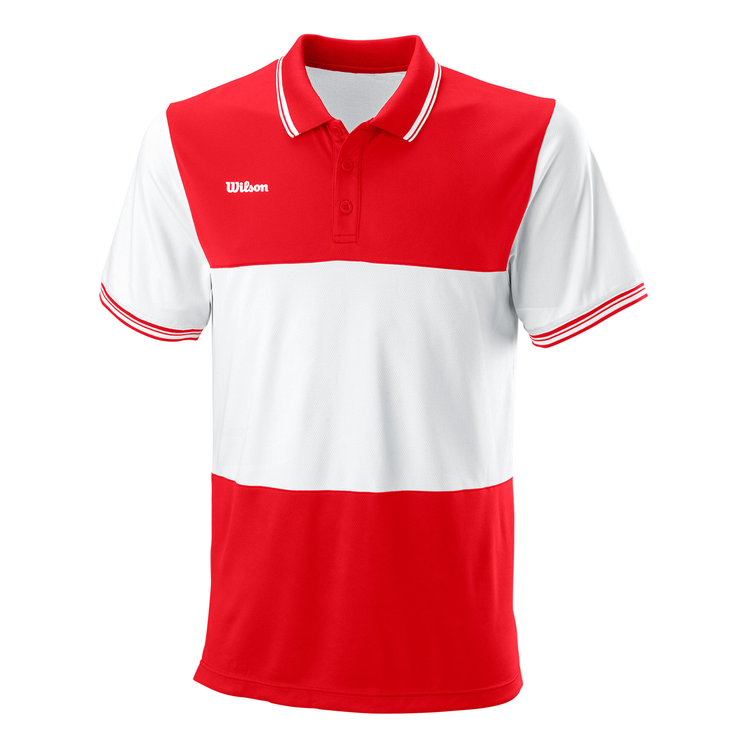 Red and outlet white polo shirt
