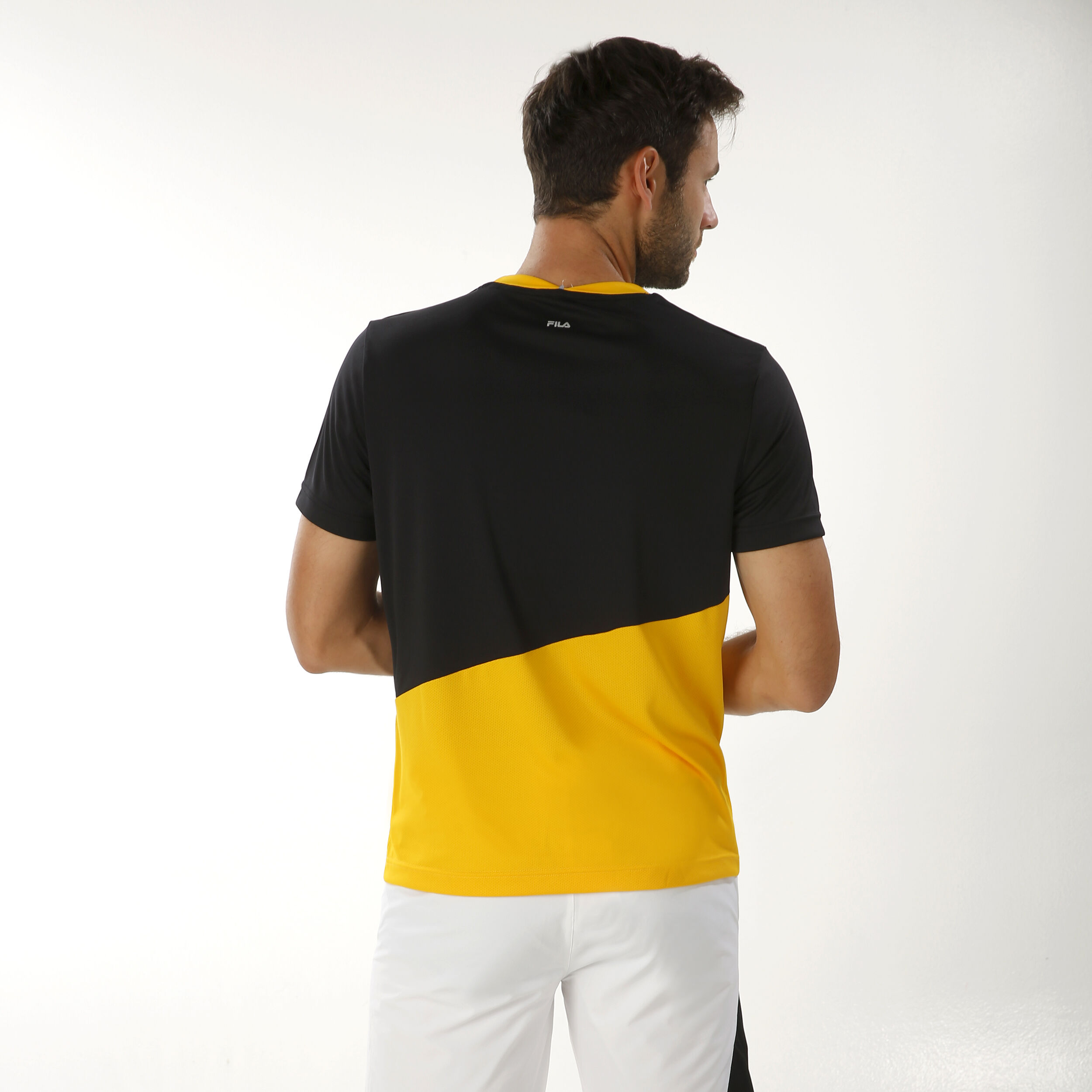 Black and yellow fila shirt best sale