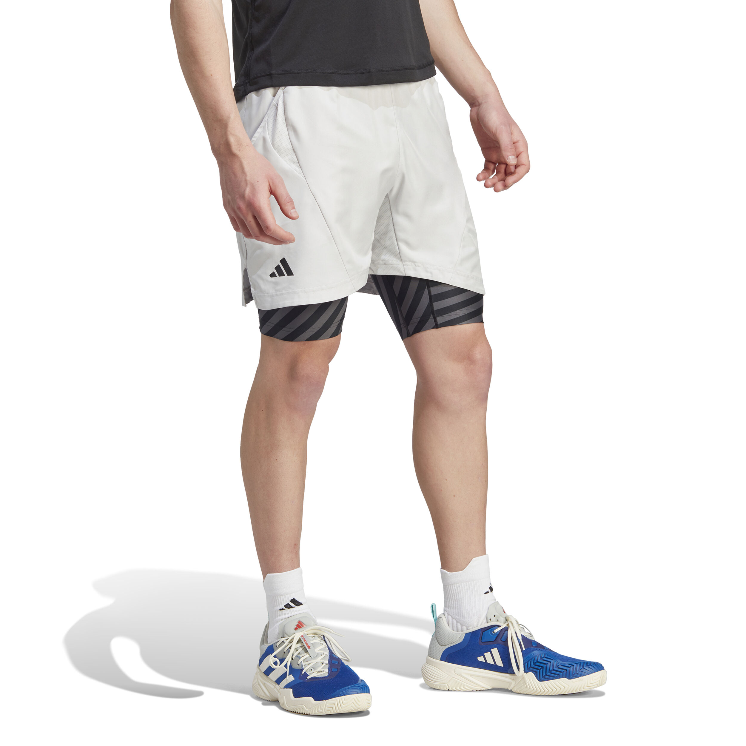 2in1 Pro Shorts Men Lightgrey Black