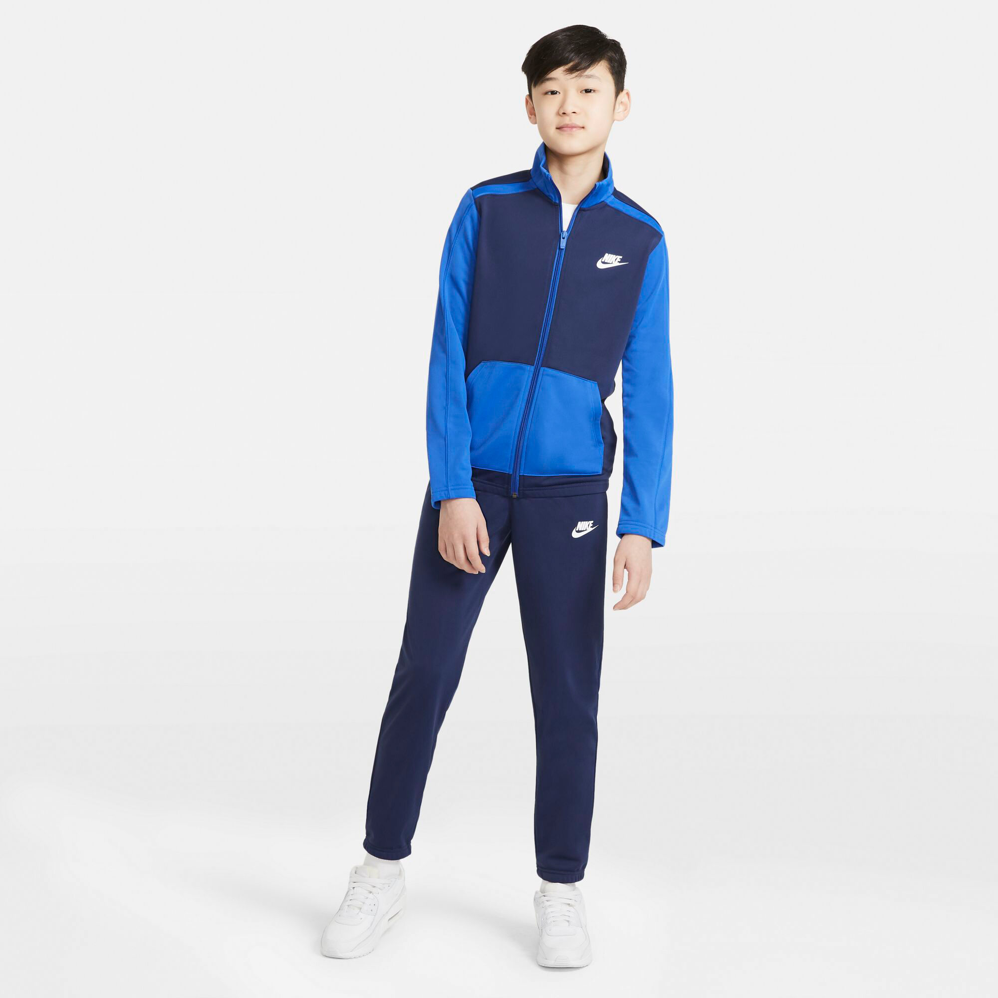 Buy Nike Sportswear Futura Tracksuit Boys Dark Blue White online