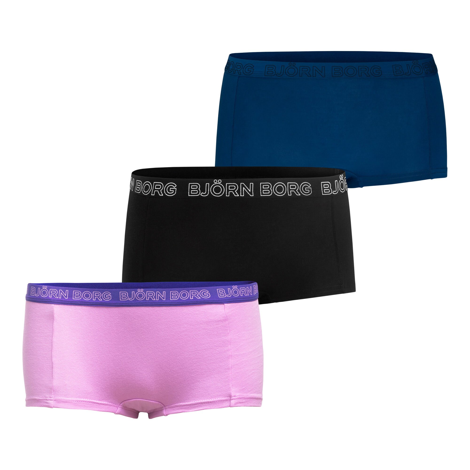 buy Björn Borg Sesonal Solid Mia Mini Shorts 3 Pack Women - Pink, Dark online | Tennis-Point