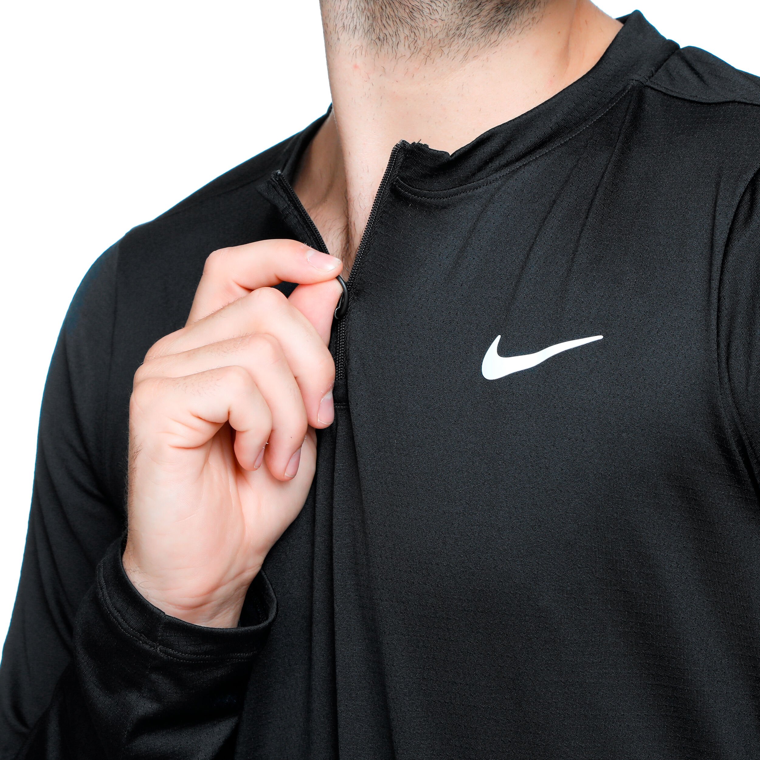 Nike dri fit half zip black best sale