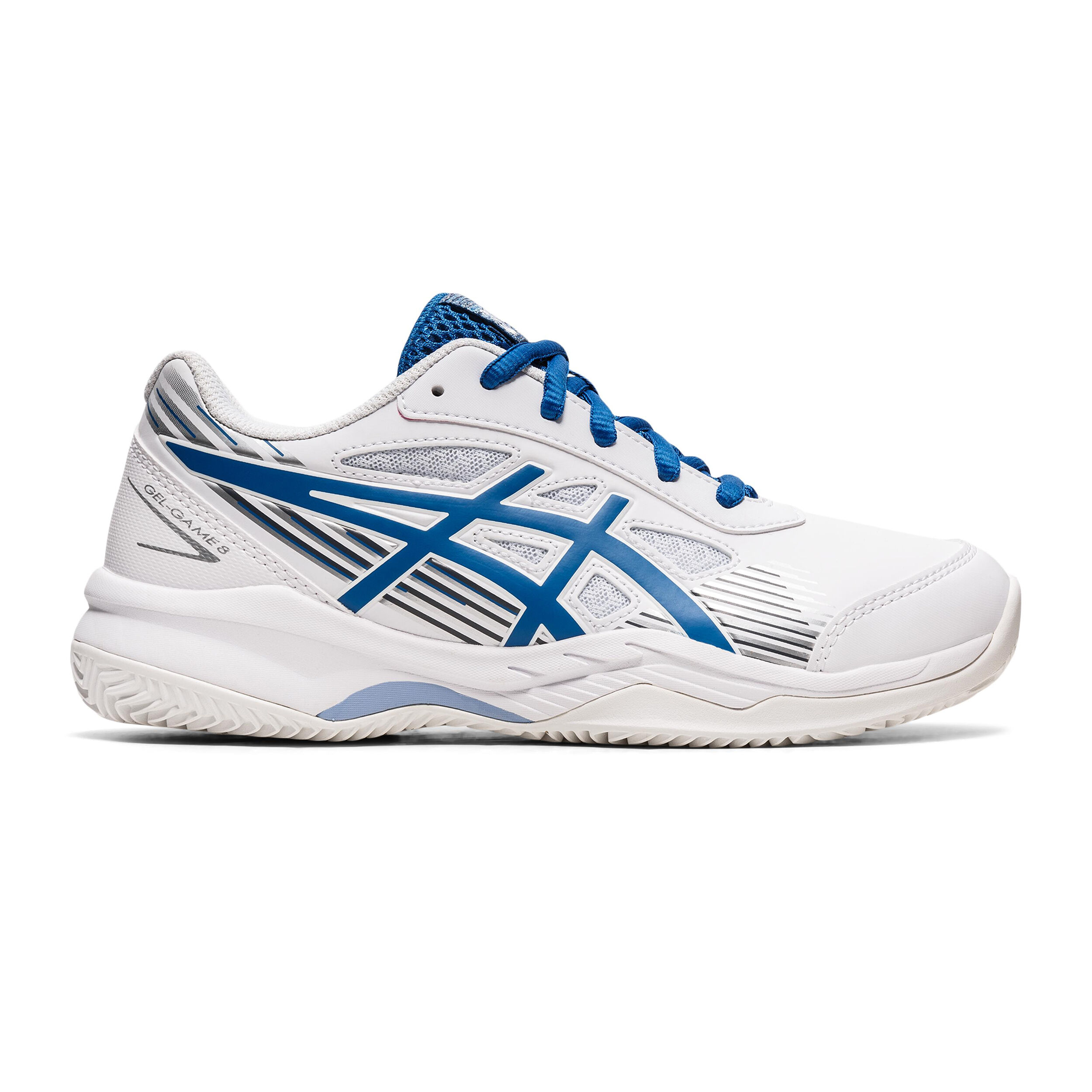 Gel Game 8 GS Clay Court Shoe Kids White Blue
