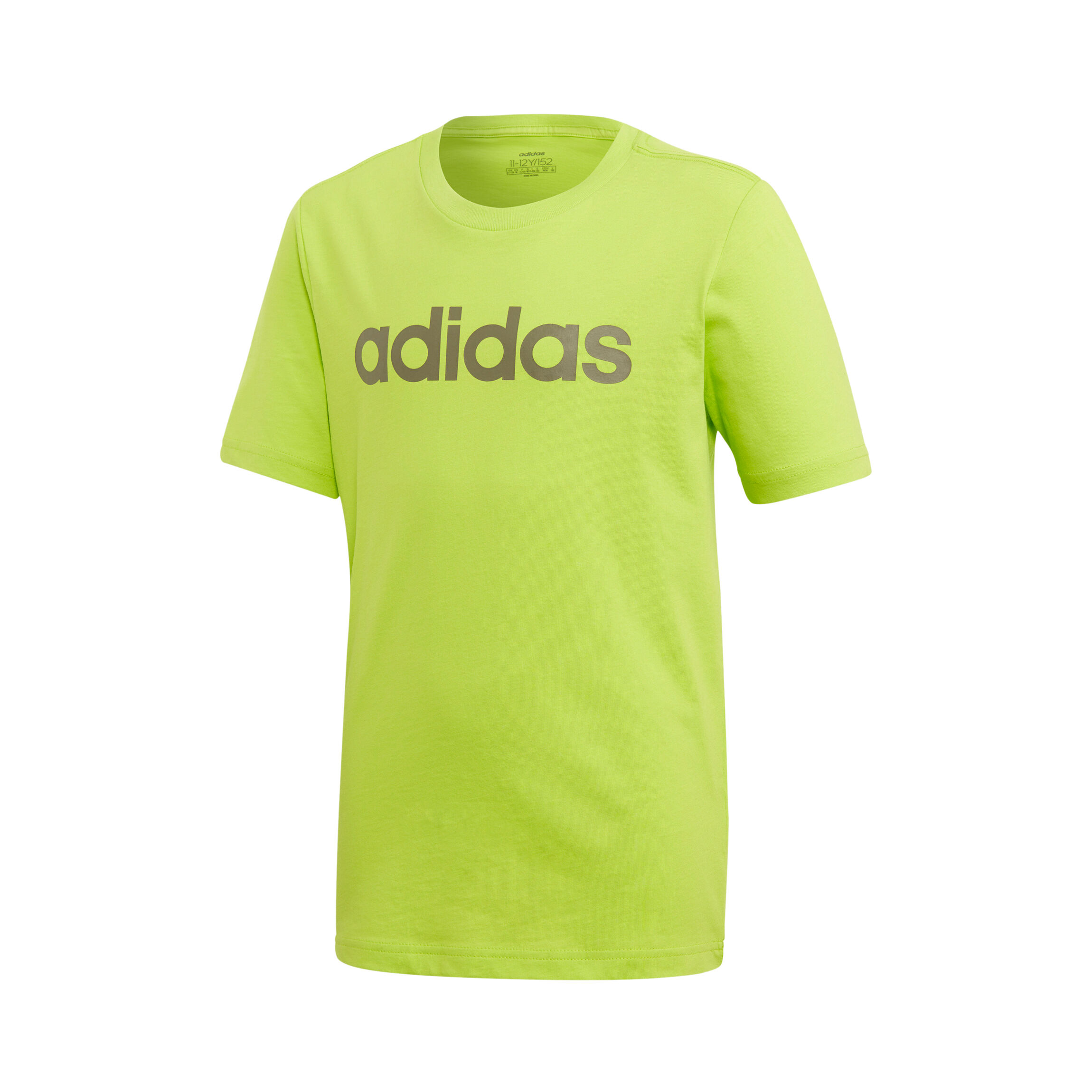 Essentials Linear T Shirt Boys Neon Green Grey