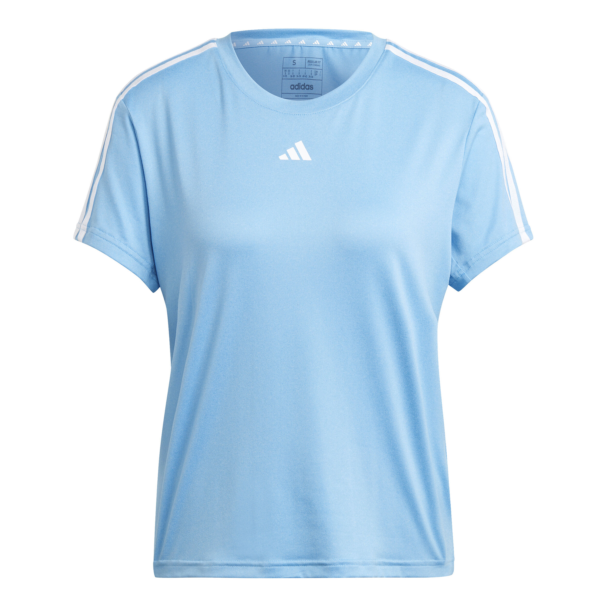Training Essential 3 Stripes T Shirt Women Light Blue White