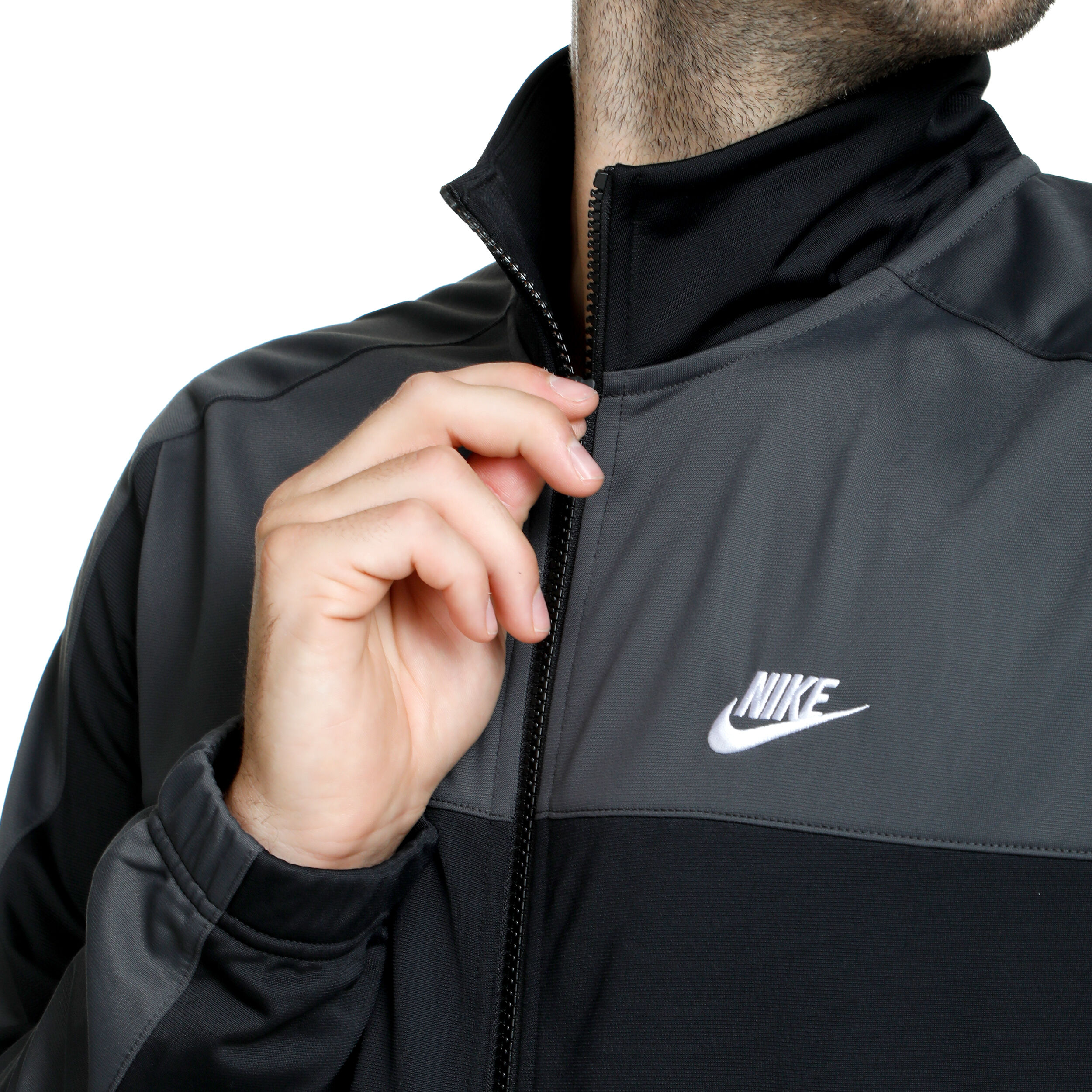 Nike tracksuit top black and grey